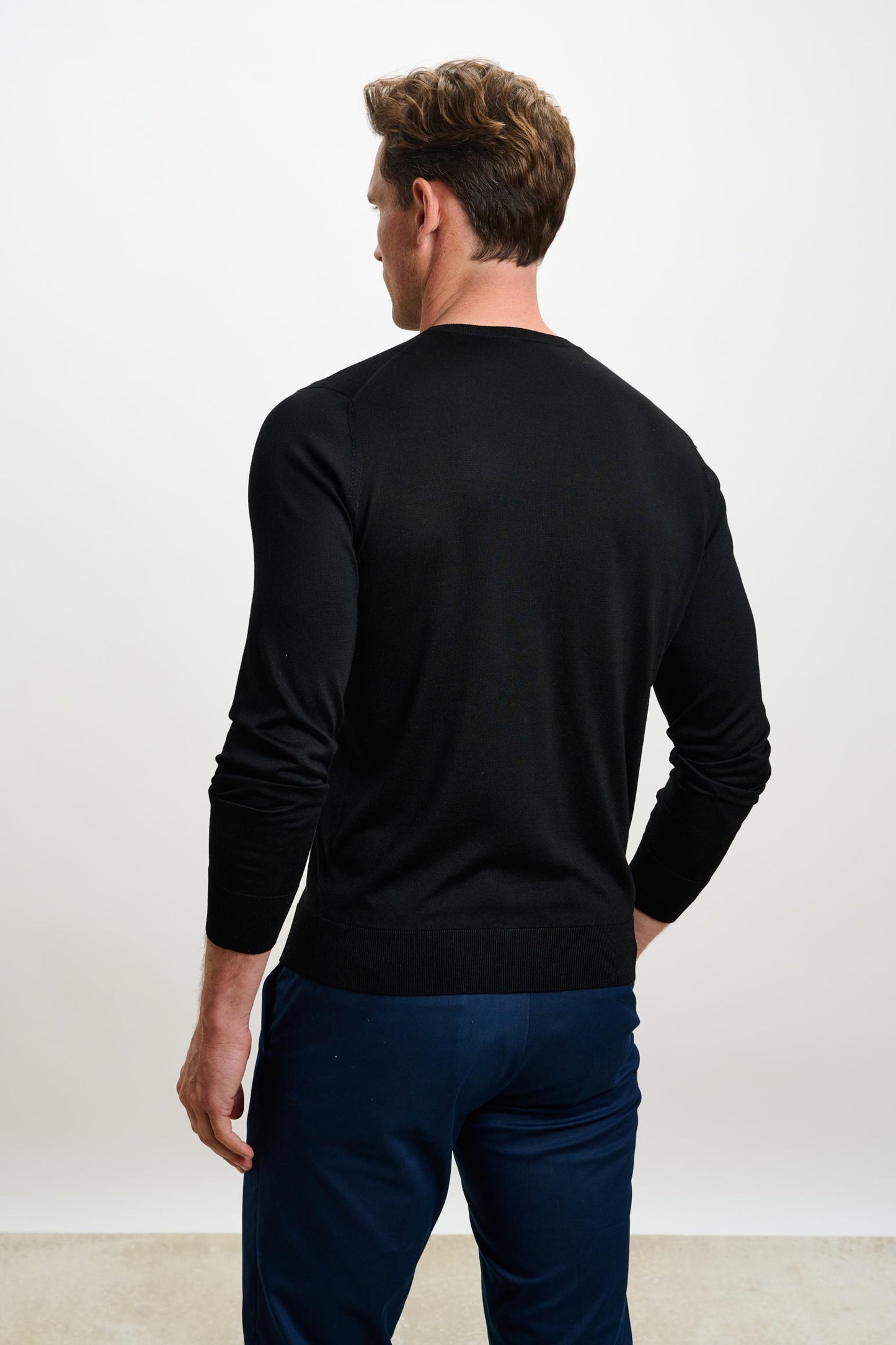 Crewe Silk Long Sleeve Sweater Black