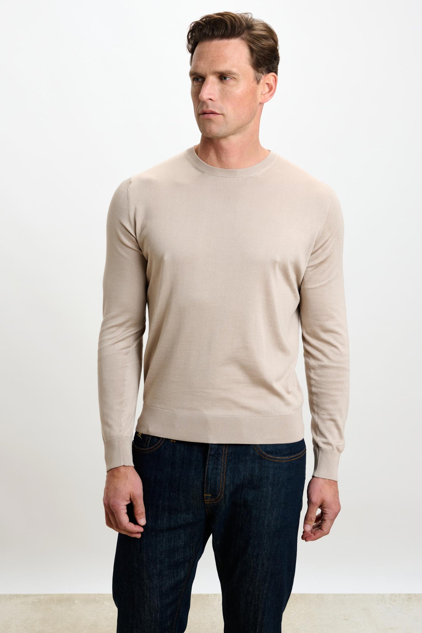 Crewe Silk Long Sleeve Sweater Beige