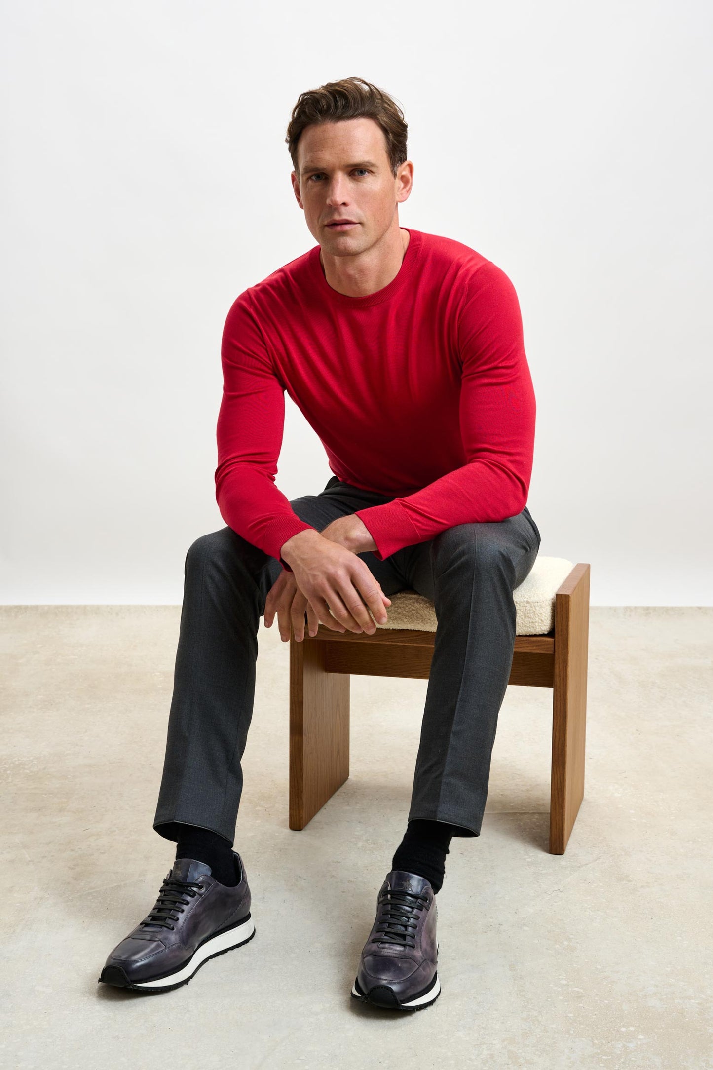 Crewe Silk Long Sleeve Sweater Carmine