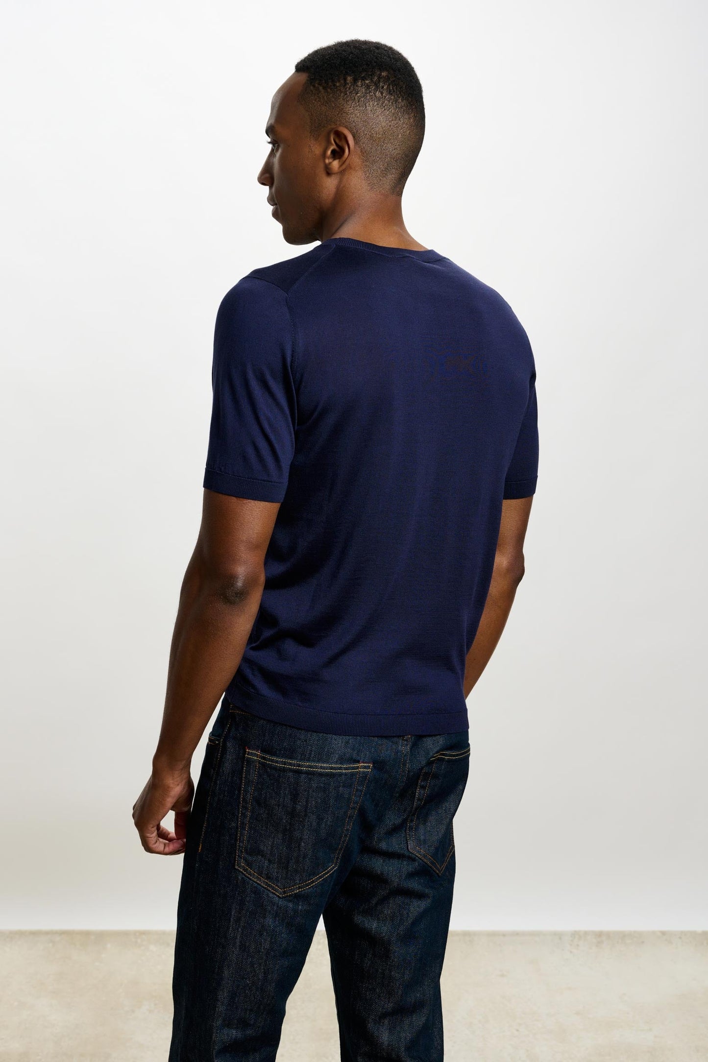 Penryn Silk Short Sleeve Sweater Navy