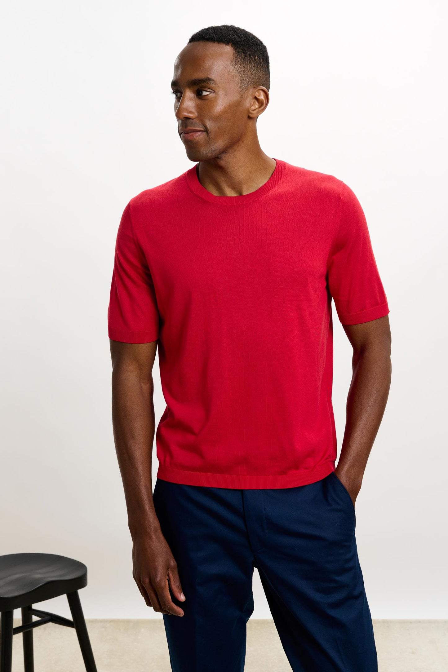 Penryn Silk Short Sleeve Sweater Carmine