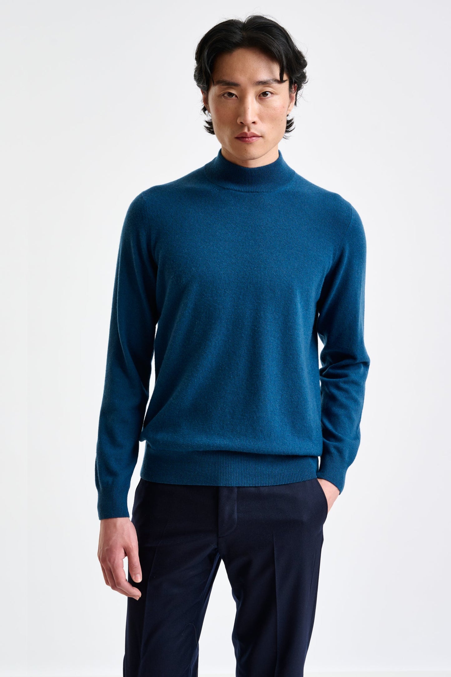 Pilot Blue Wool &amp; Cashmere Evanton Mockneck Knit