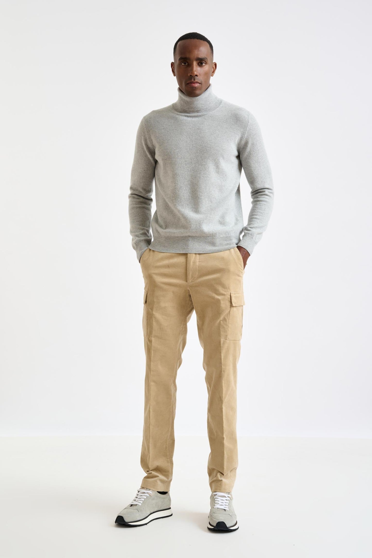 Light Gray Melange Wool &amp; Cashmere Drumberg Rollneck Knit