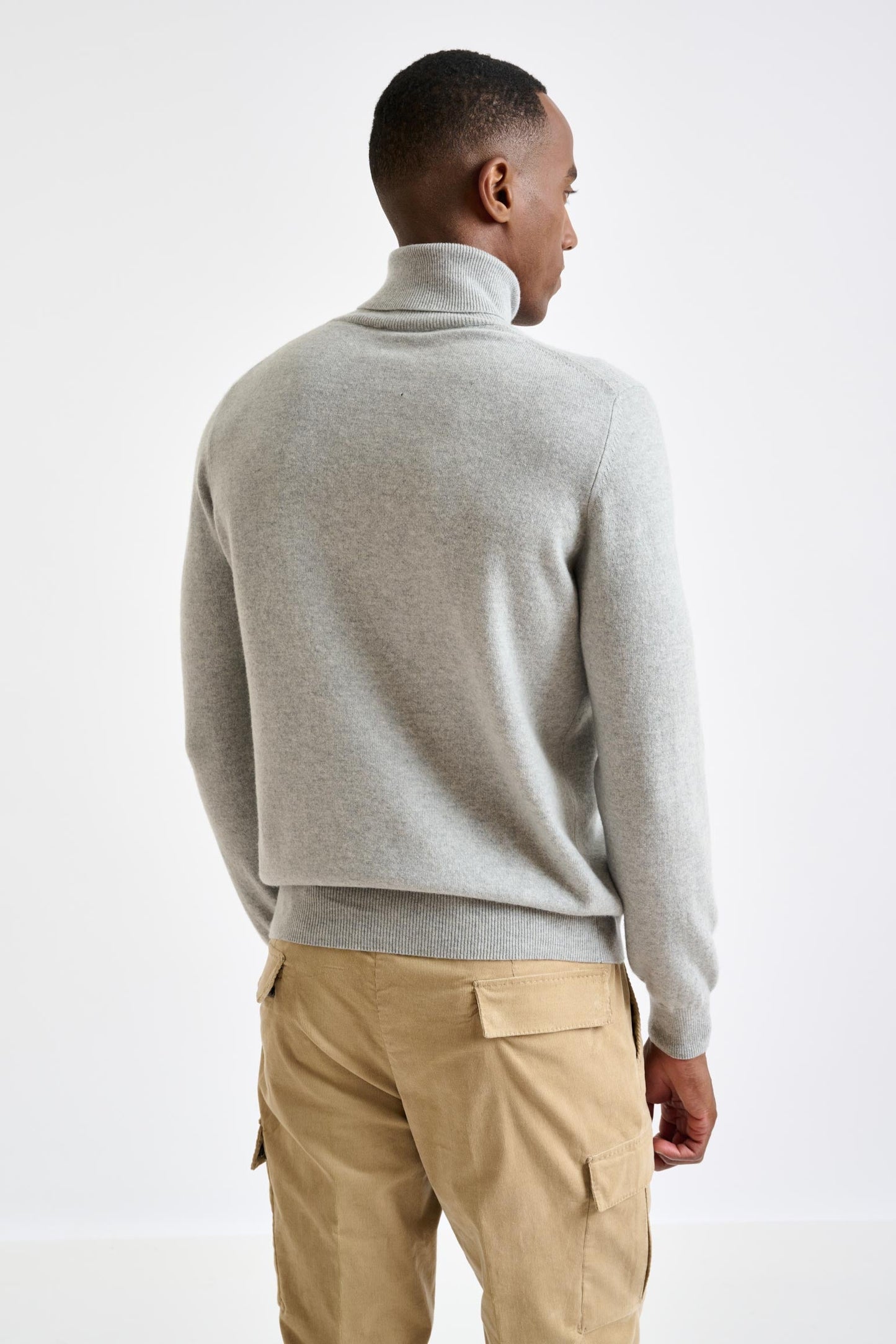 Light Gray Melange Wool &amp; Cashmere Drumberg Rollneck Knit