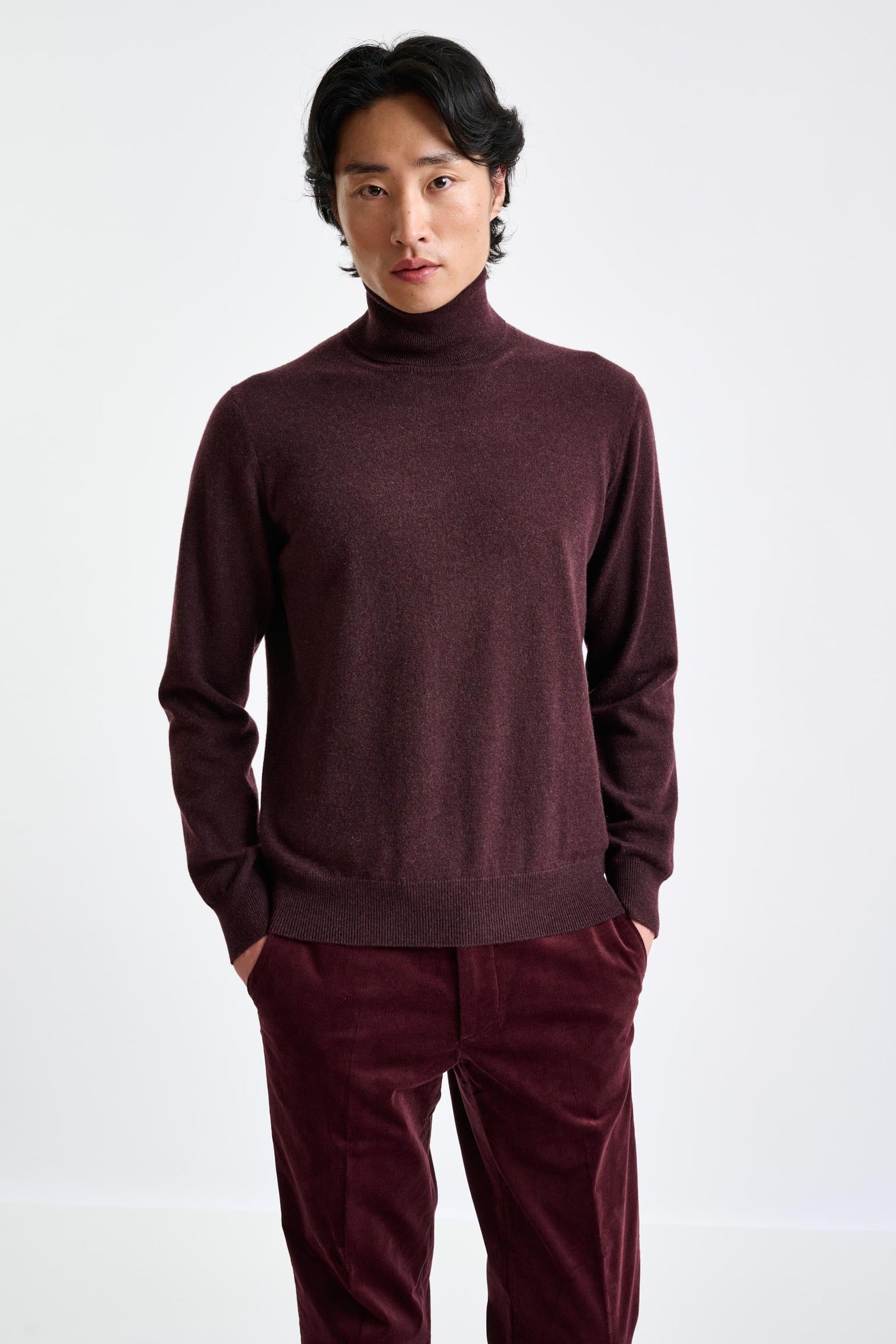 Dark Burgundy Cashmere Drumberg Rollneck Knit