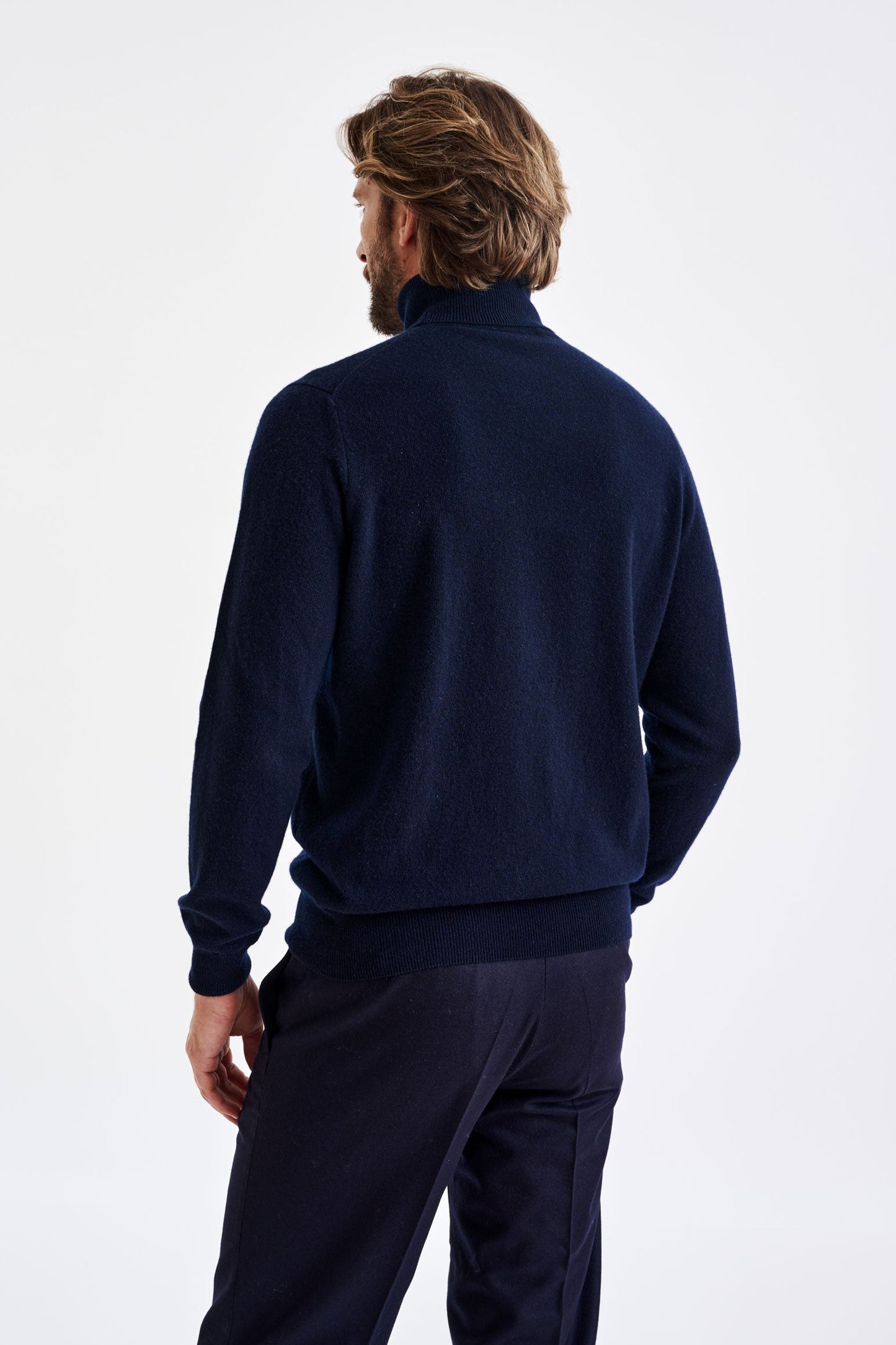 Navy 100% Cashmere Drumberg Rollneck Knit