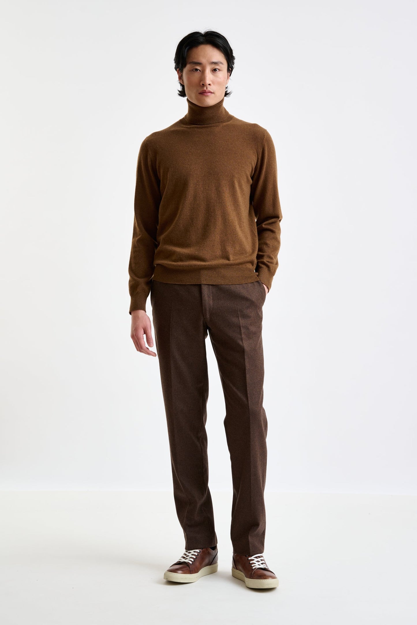 Tobacco 100% Cashmere Drumberg Rollneck Knit