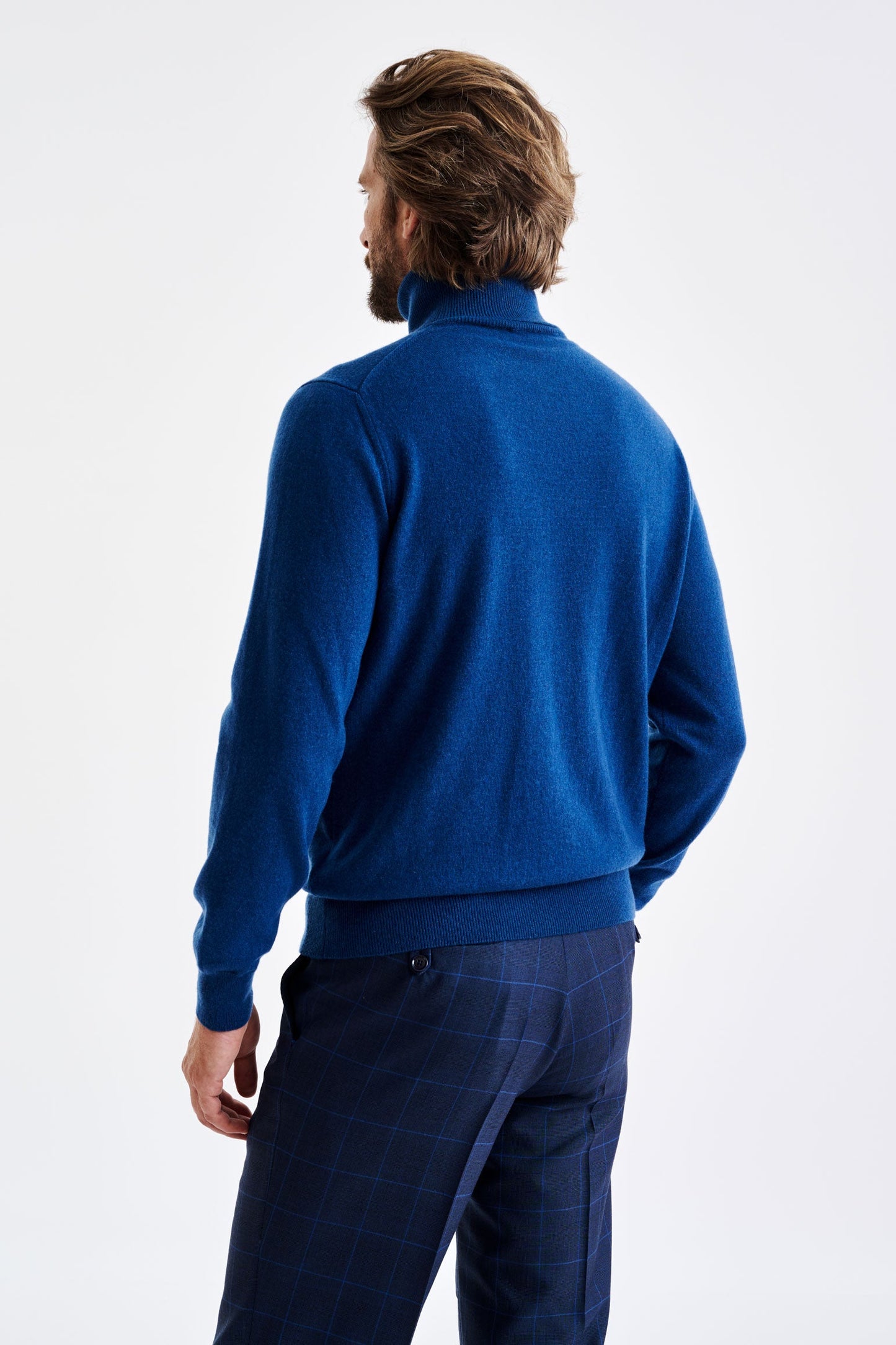 Pilot Blue 100% Cashmere Drumberg Rollneck Knit