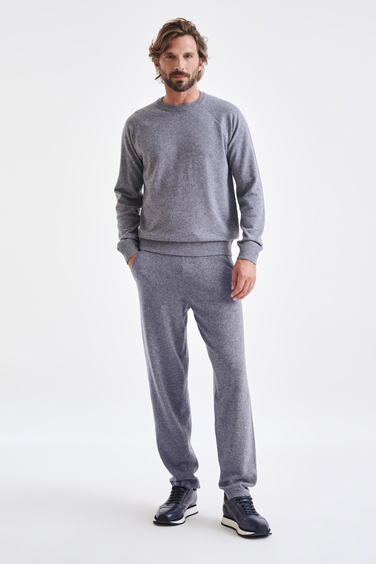 Mid Grey Melange 100% Cashmere Bakewell Hoodie