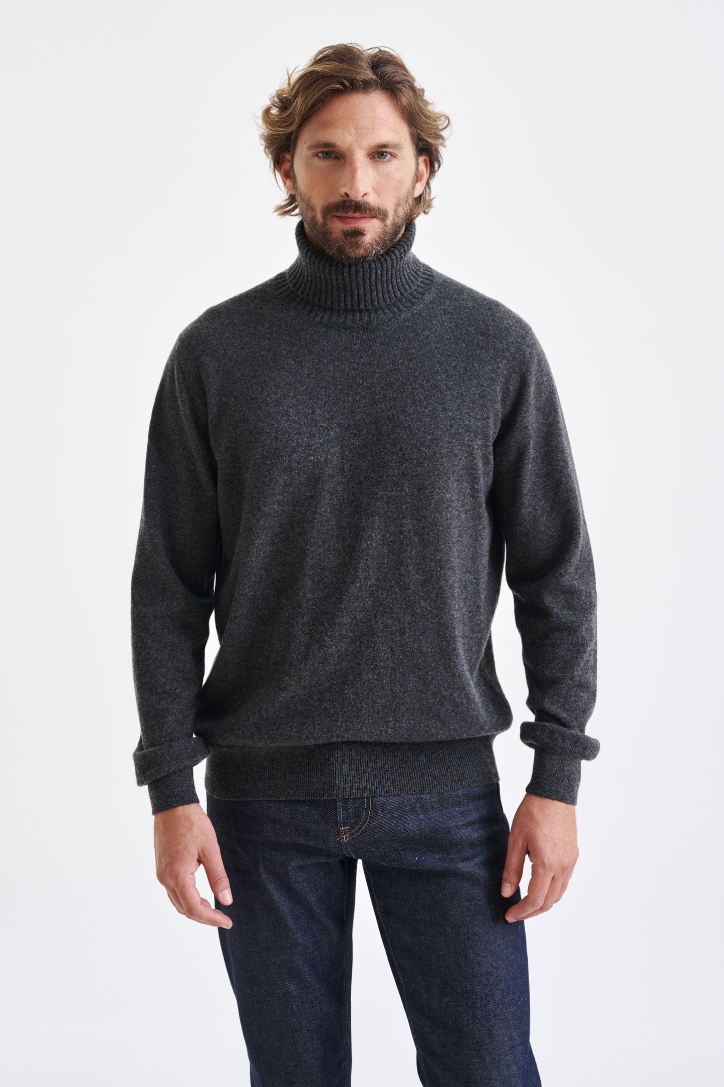 Dark Grey Cashmere Crawley Rollneck Knit