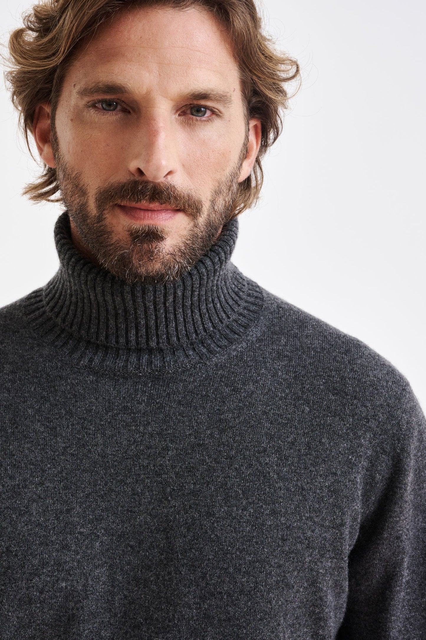 Dark Grey Cashmere Crawley Rollneck Knit