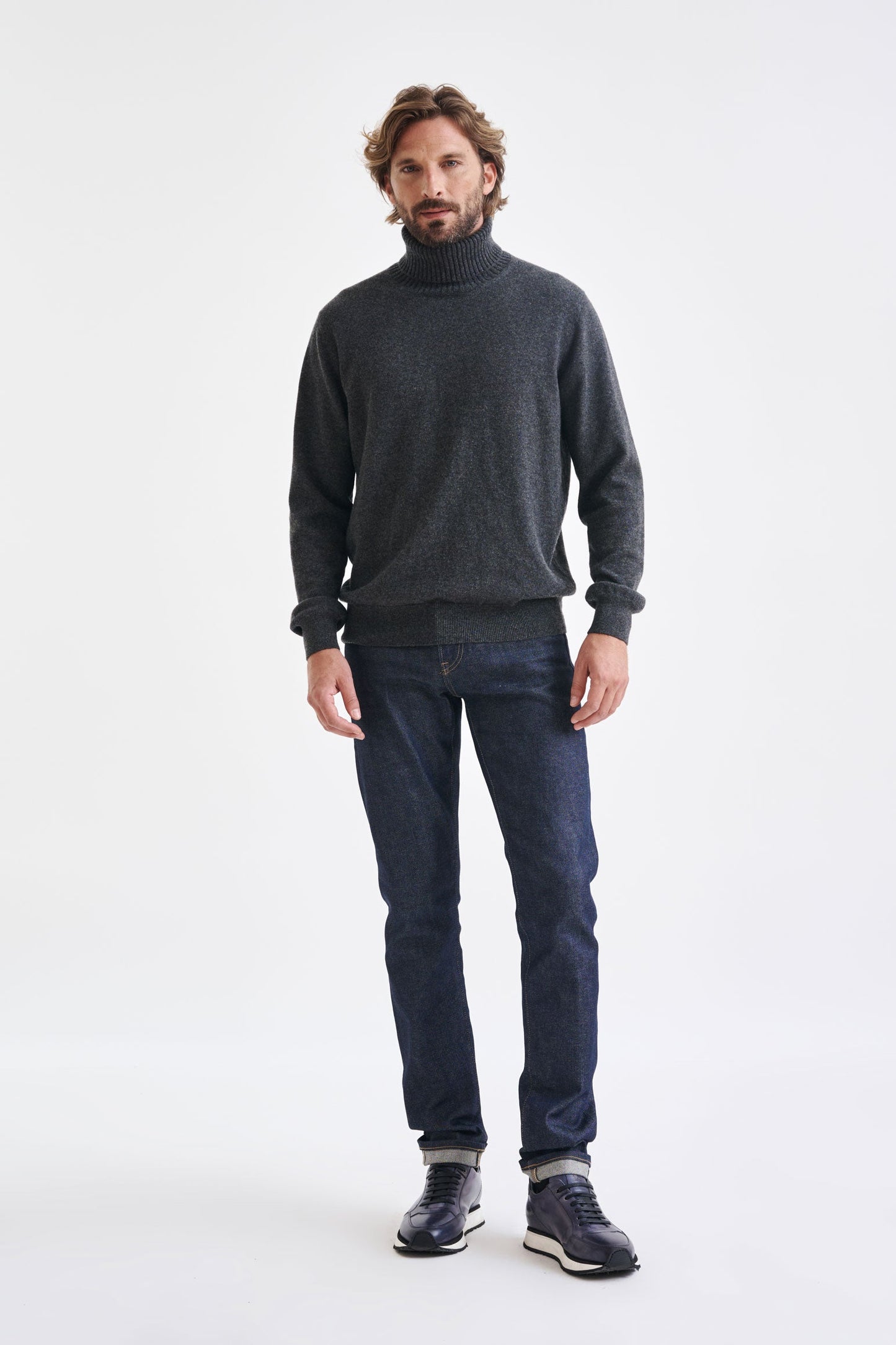 Dark Grey Cashmere Crawley Rollneck Knit