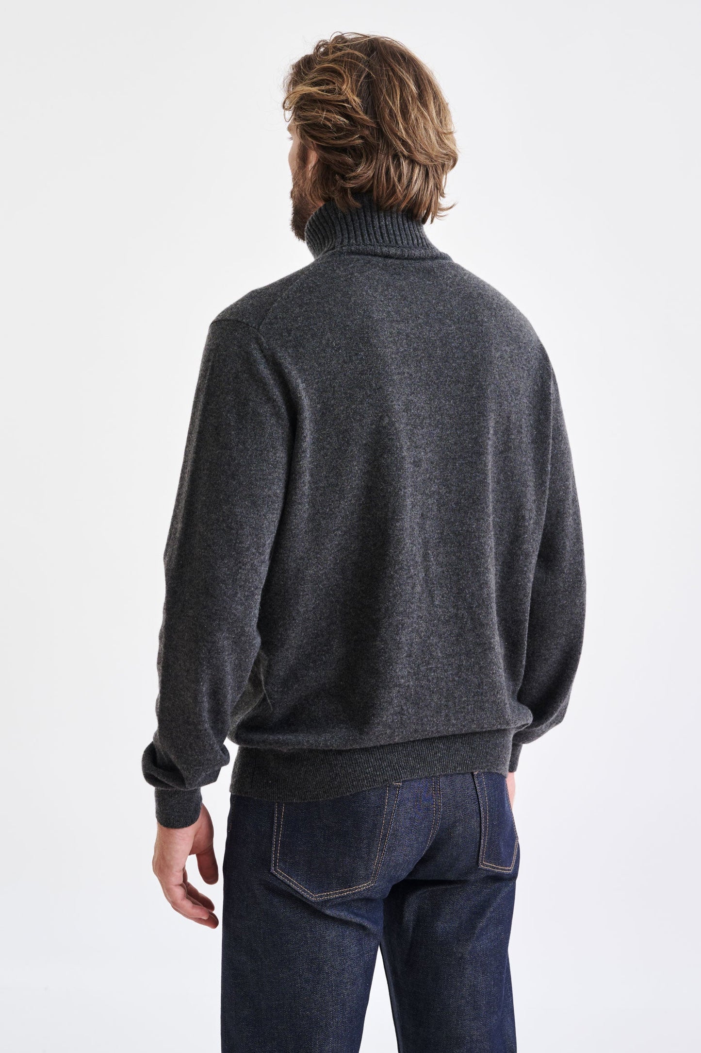 Dark Grey Cashmere Crawley Rollneck Knit