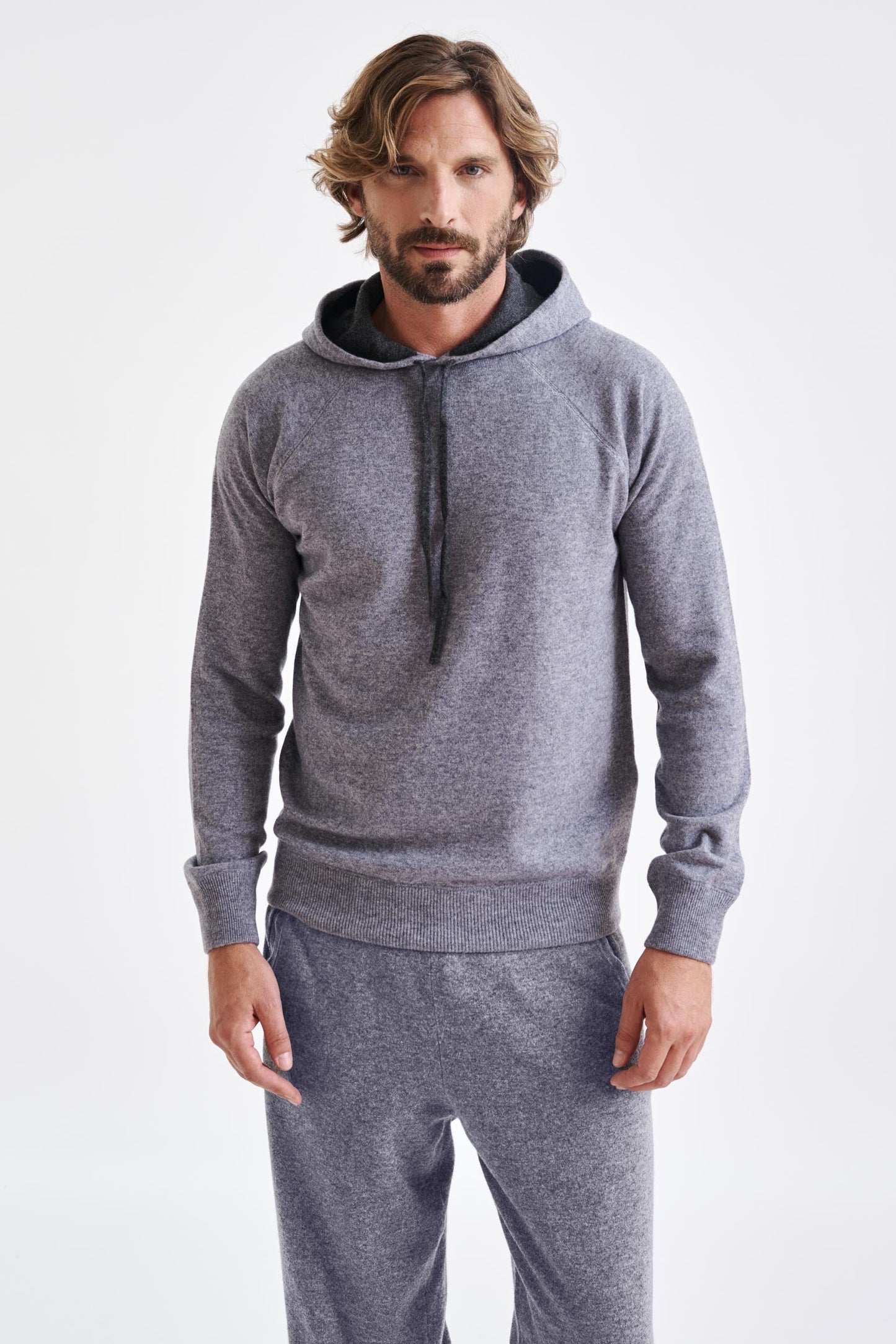 Mid Gray Melange 100% Cashmere Whitby Crewneck Sweater