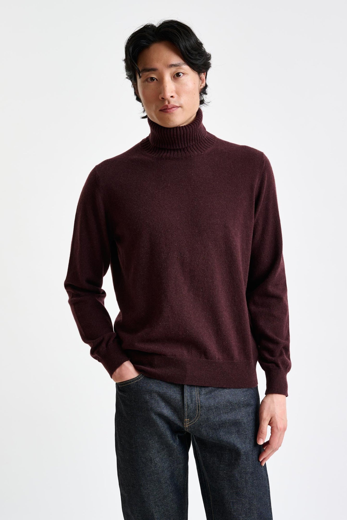 Dark Burgundy Cashmere Crawley Rollneck Knit