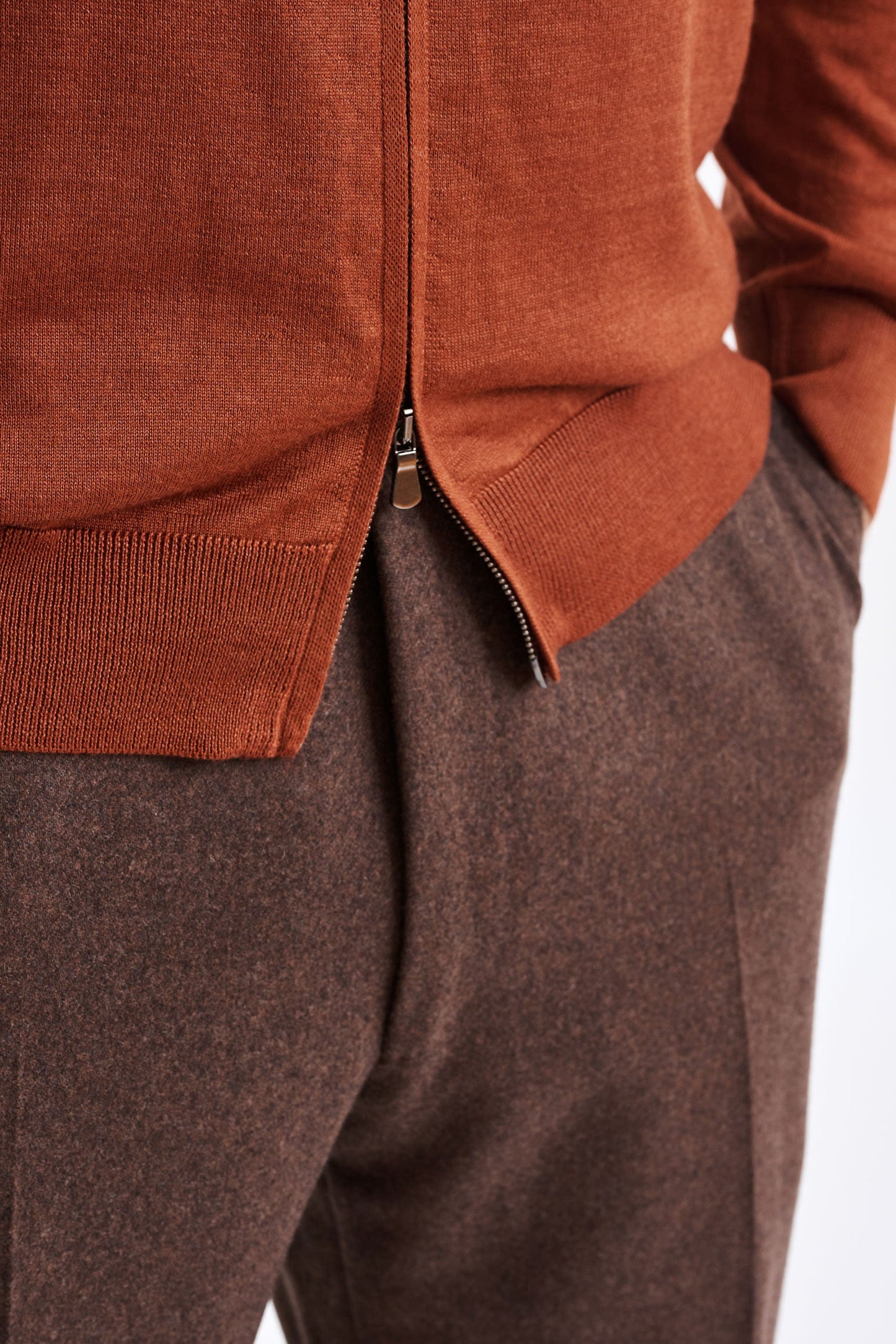 Intense Rust Cashmere & Silk Repton Fullzip Sweater