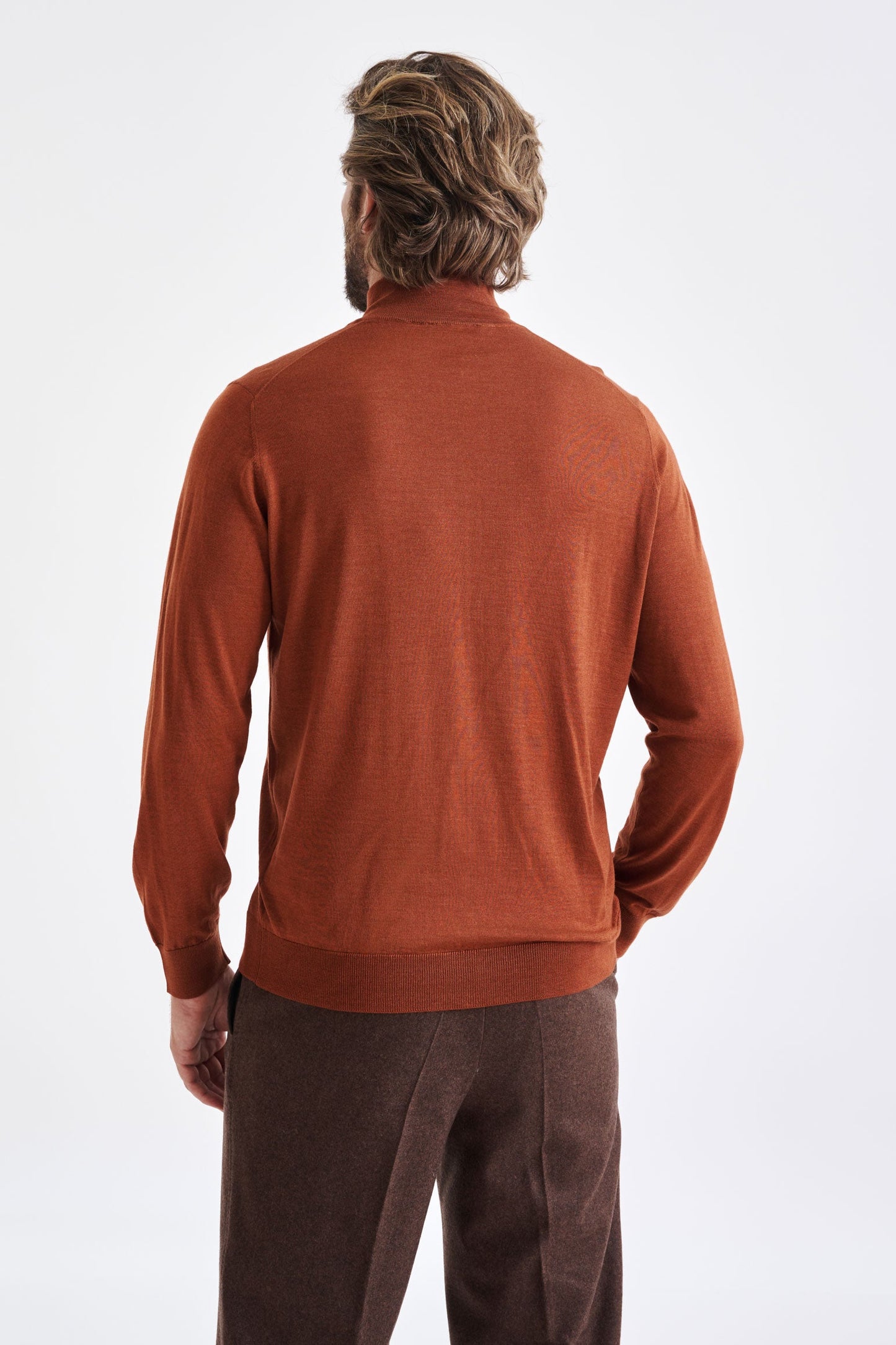 Intense Rust Cashmere & Silk Repton Fullzip Sweater