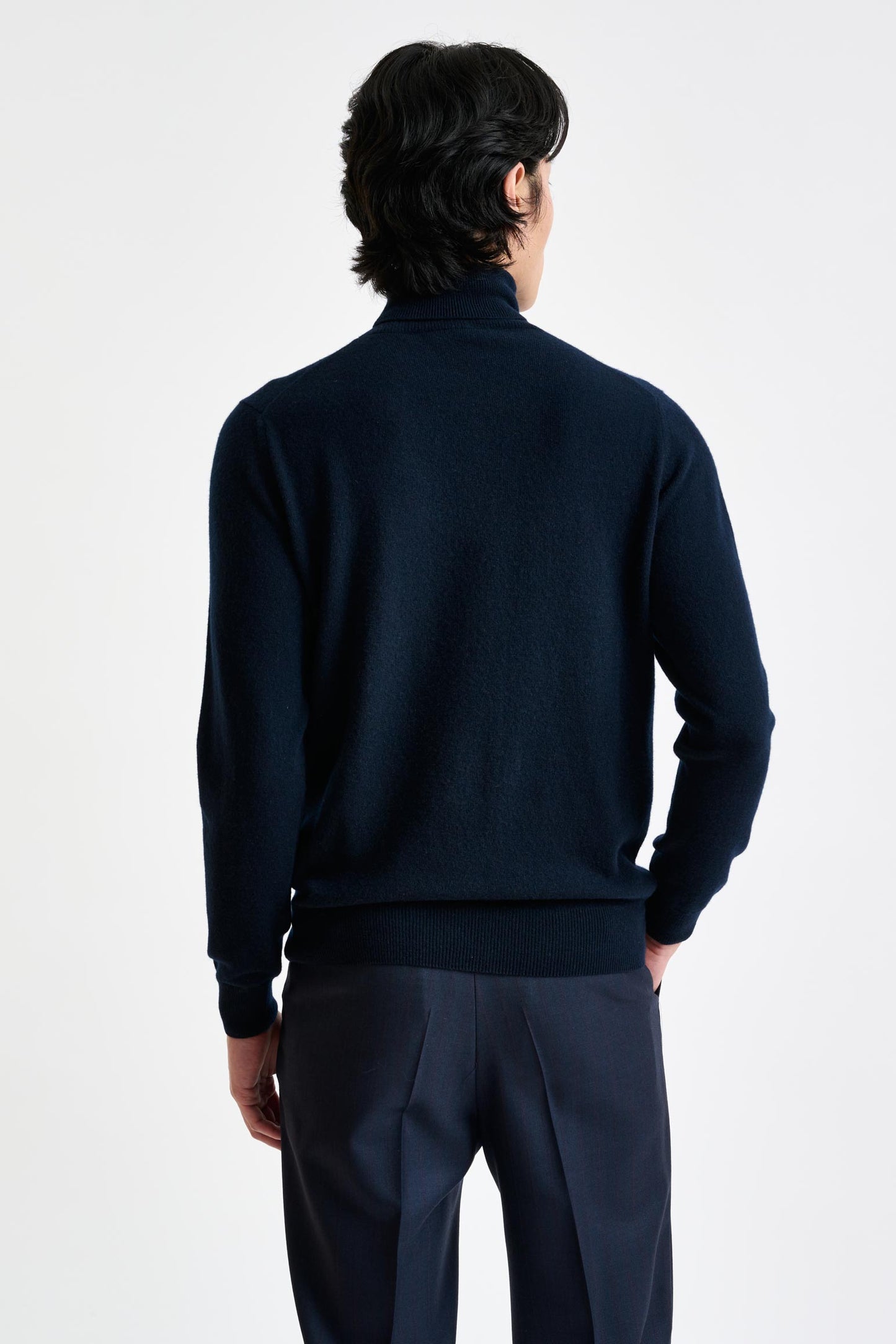 Navy Cashmere &amp; Silk Blend Telford Turtleneck Sweater