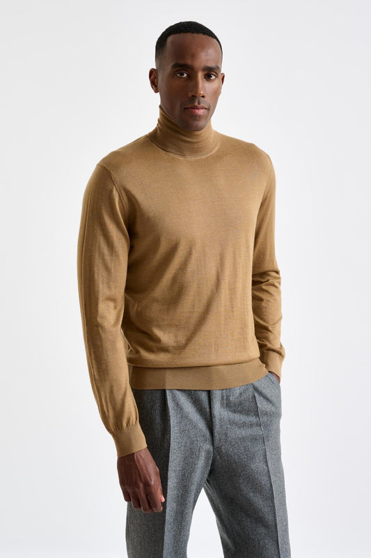 Camel Cashmere & Silk Blend Telford Turtleneck Sweater