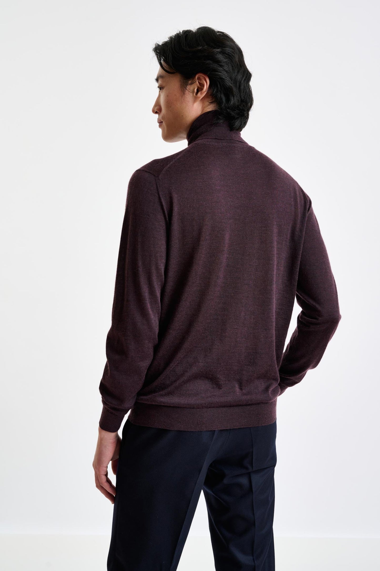 Dark Burgundy Cashmere & Silk Blend Telford Turtleneck Sweater