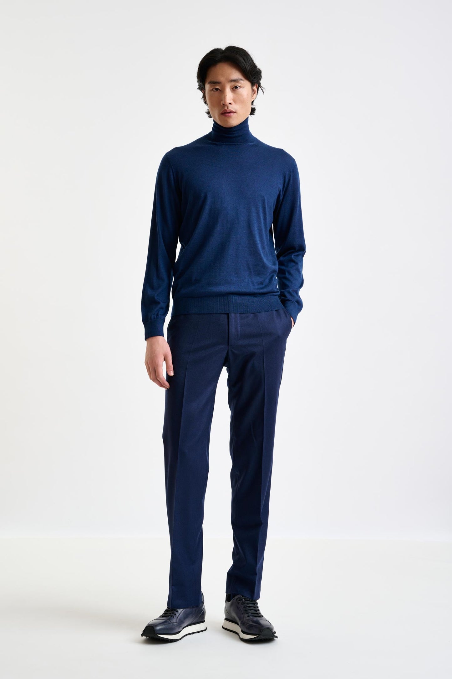 Neptune Blue Cashmere & Silk Blend Telford Turtleneck Sweater