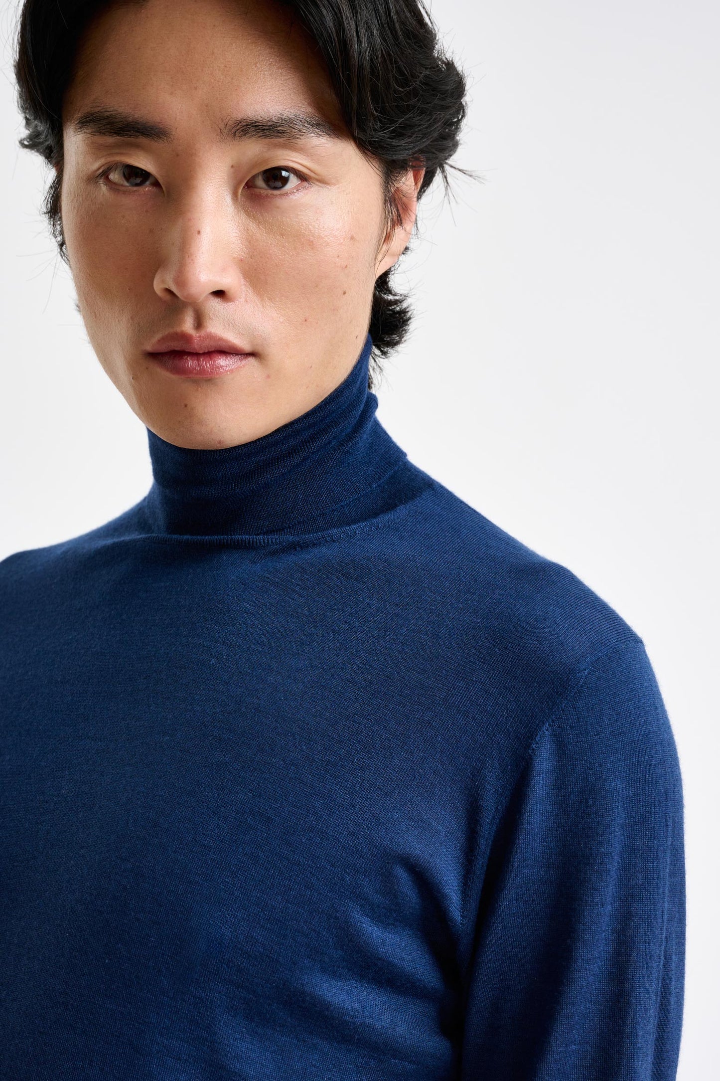 Neptune Blue Cashmere & Silk Blend Telford Turtleneck Sweater