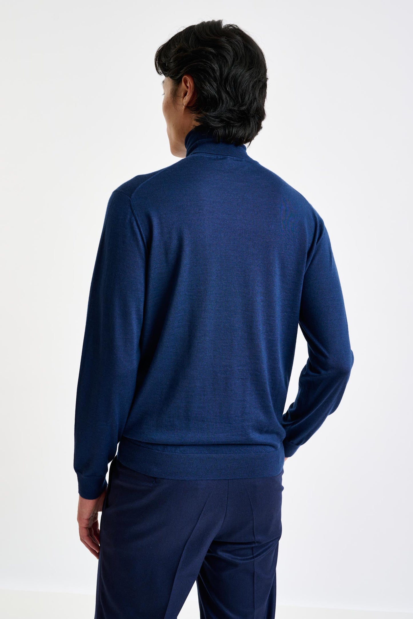 Neptune Blue Cashmere & Silk Blend Telford Turtleneck Sweater