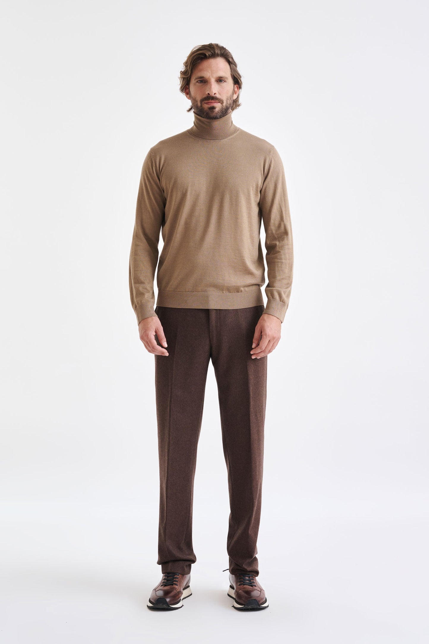 Camel Cashmere Merino Silk Blend Telford Turtleneck Sweater