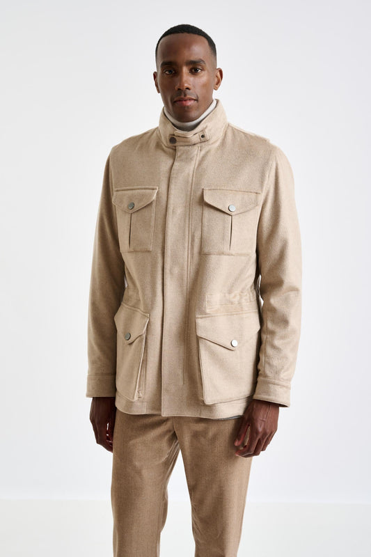 Beige Cashmere Dartmoor Field Jacket Zeus