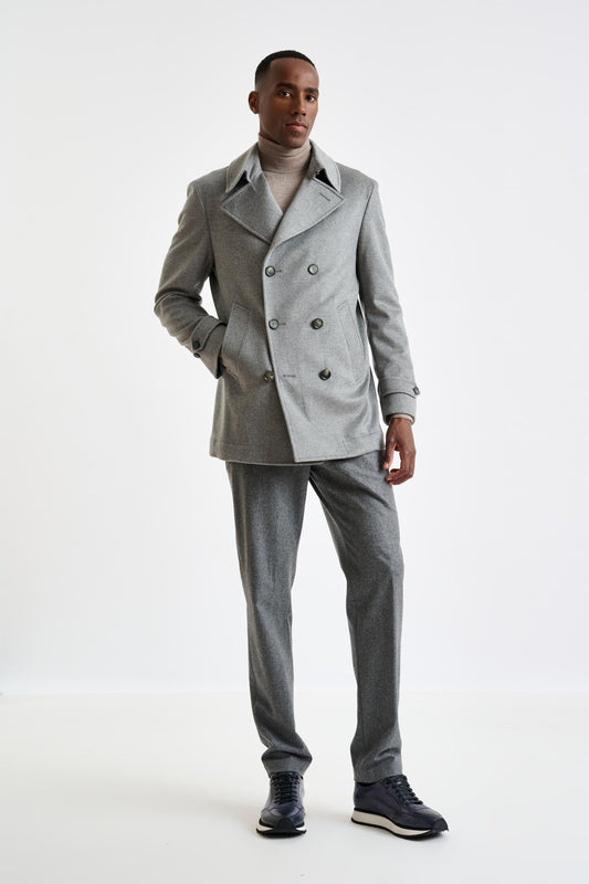 Gray 100% Cashmere Nelson Peacoat Zeus