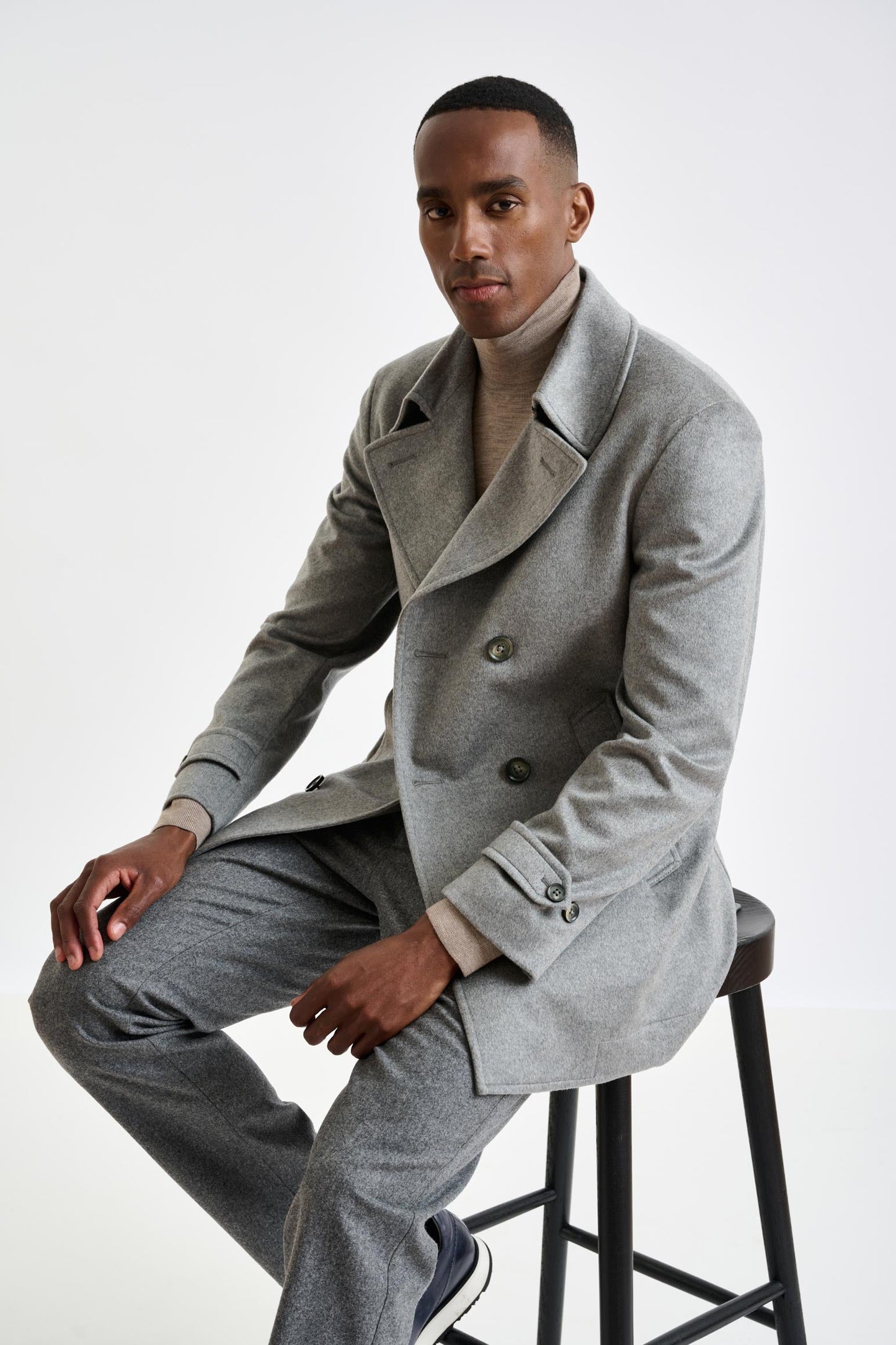 Gray 100% Cashmere Nelson Peacoat Zeus