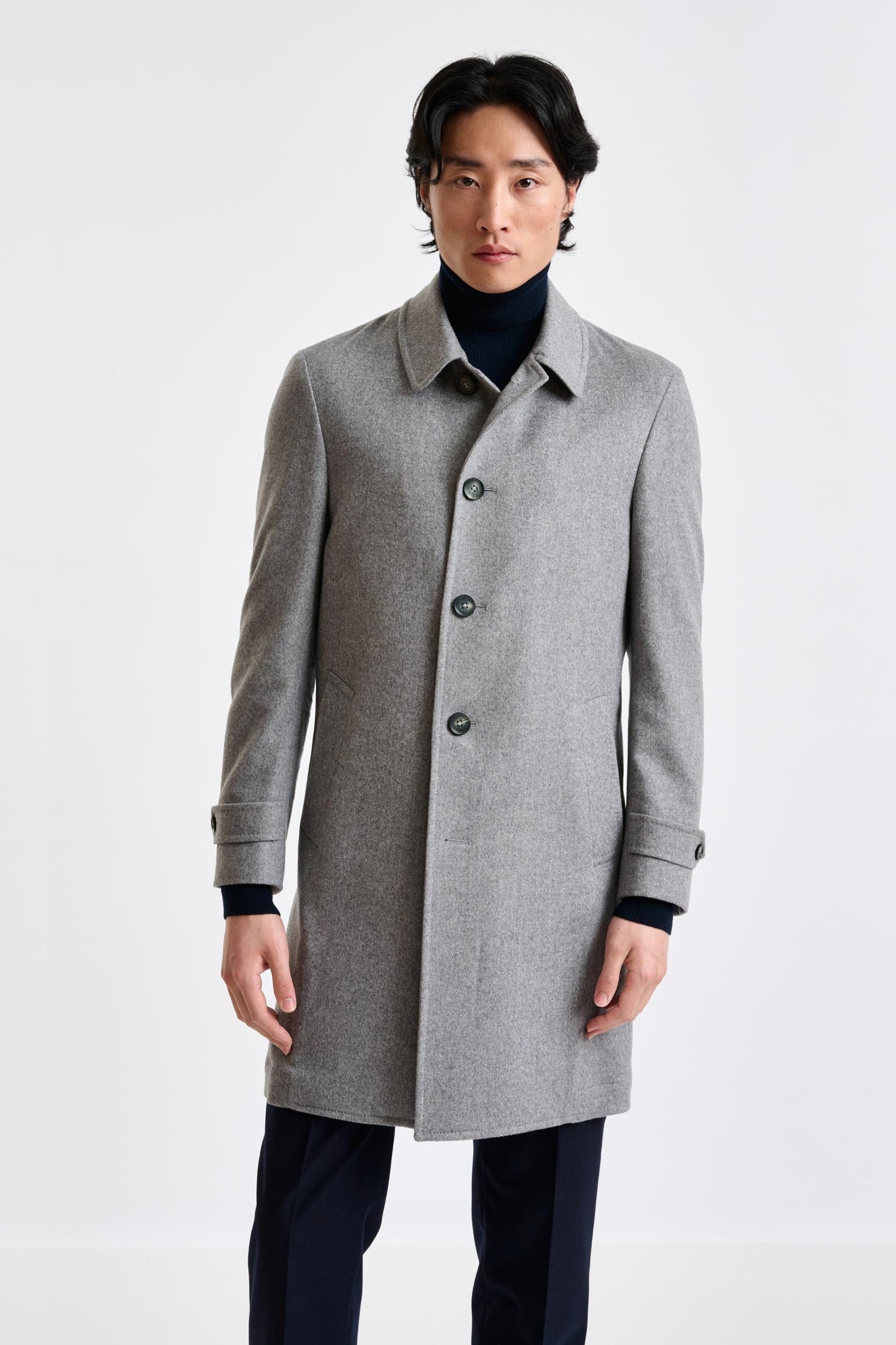 Light Gray 100% Cashmere Leeds Coat Zeus