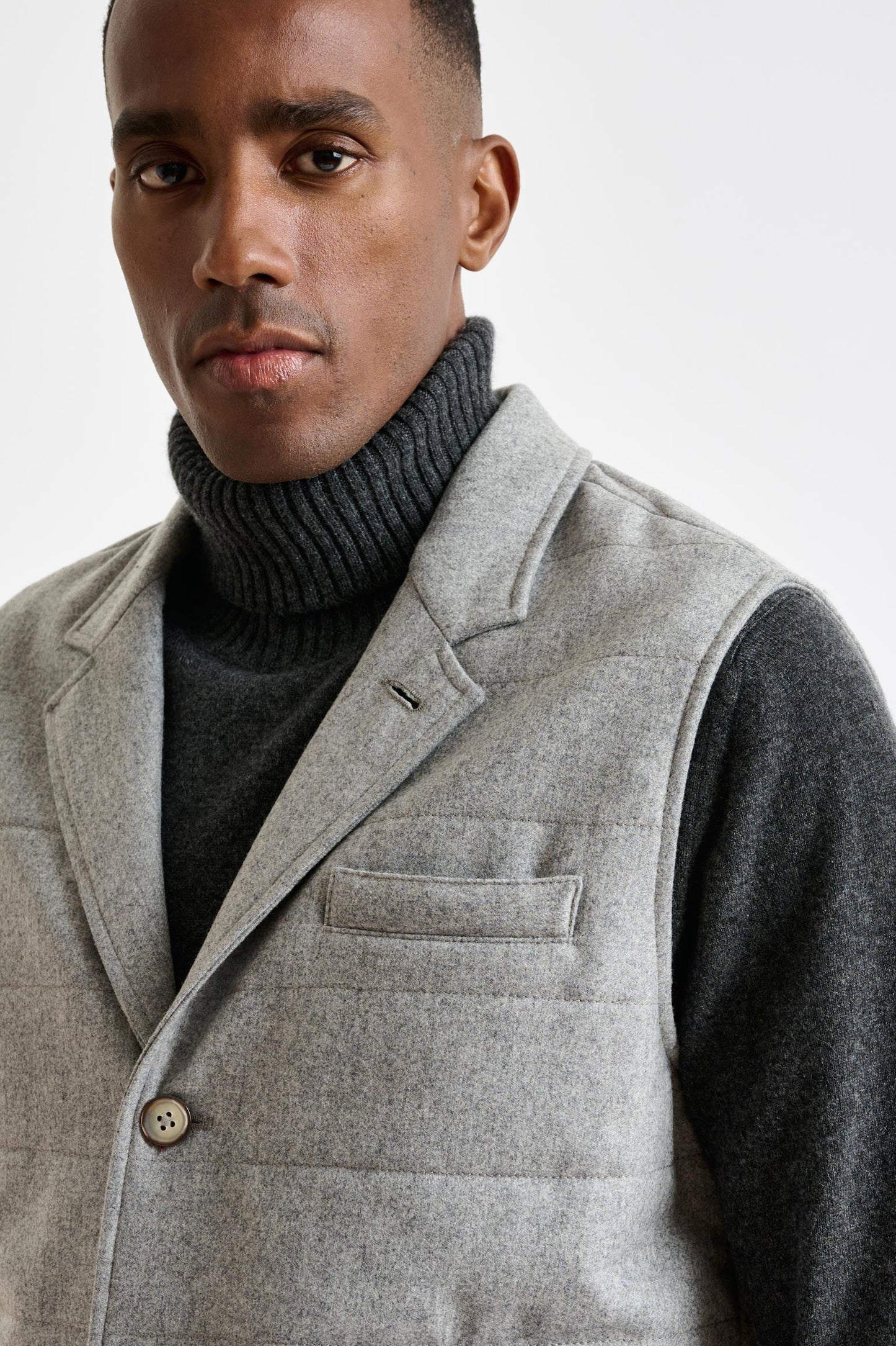 Gray Super 100's Wool Keswick Waistcoat Flannel Saxony