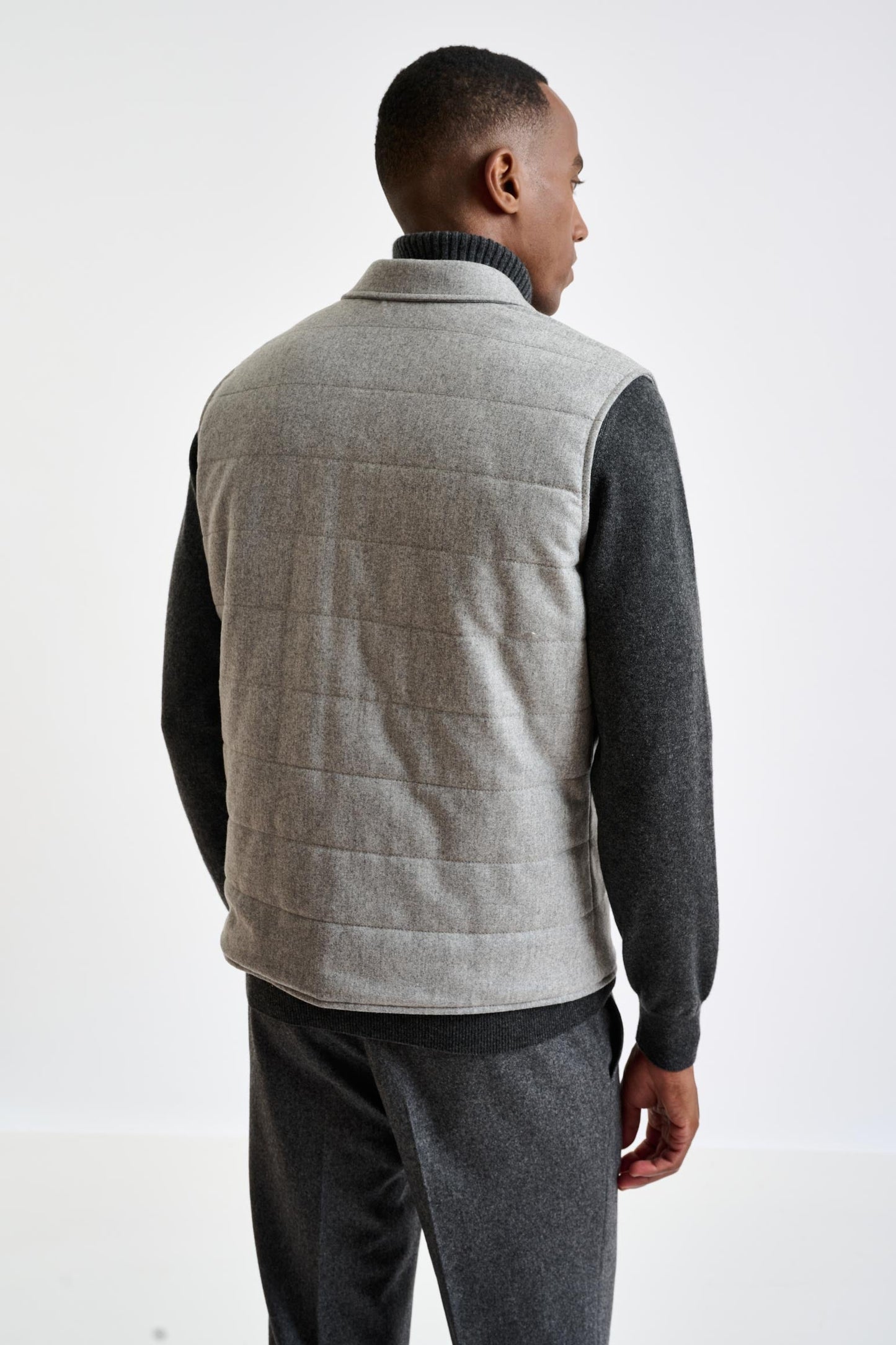 Gray Super 100's Wool Keswick Waistcoat Flannel Saxony