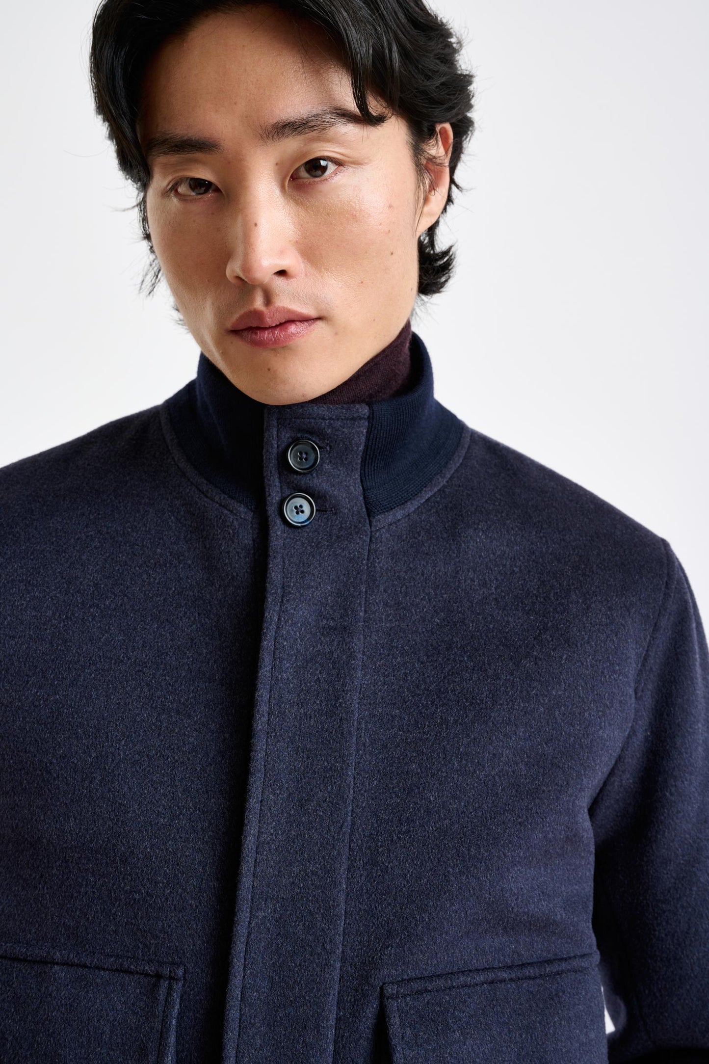 Midnight Blue Wool Warwick Bomber Jacket Zeus