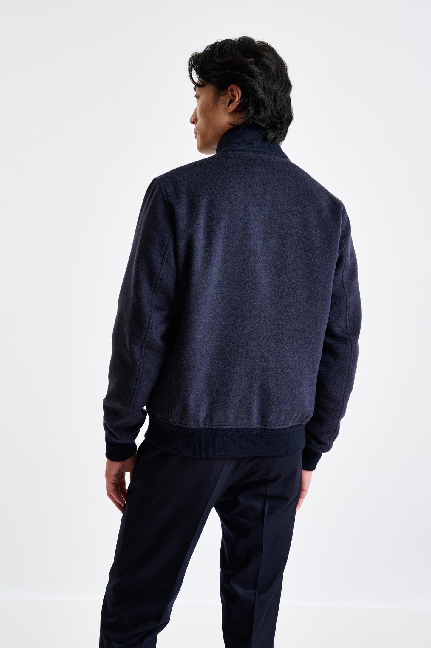 Midnight Blue Wool Warwick Bomber Jacket Zeus