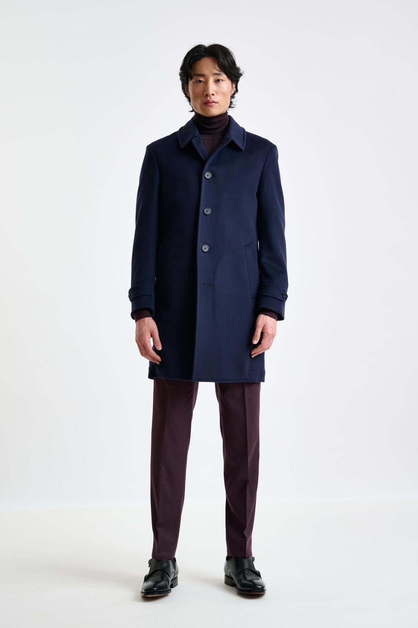 Navy Wool Leeds Coat Zeus