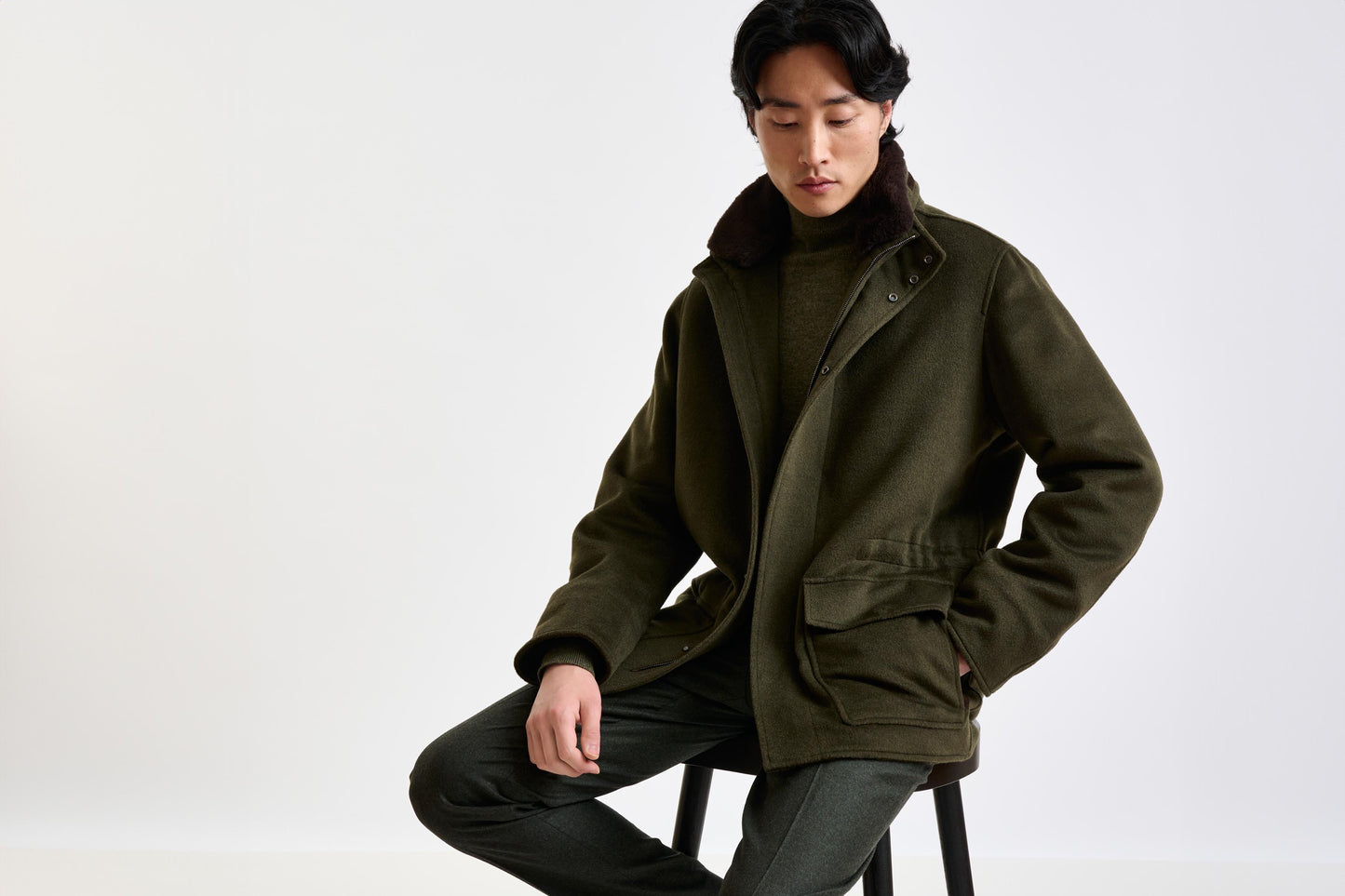 Green Wool Dartmoor Field Jacket Zeus