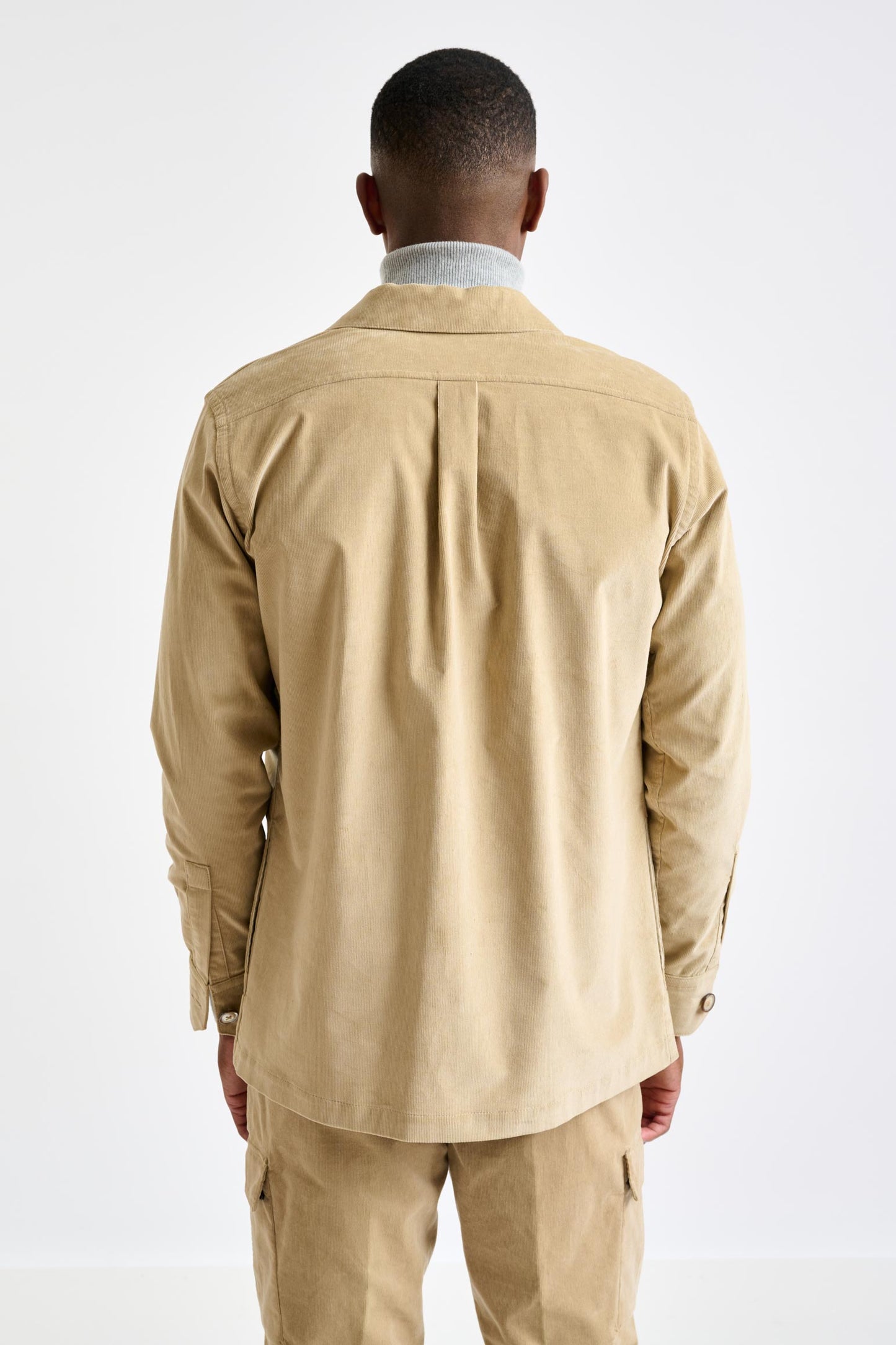 Beige Cotton Shirt Jacket Corduroy