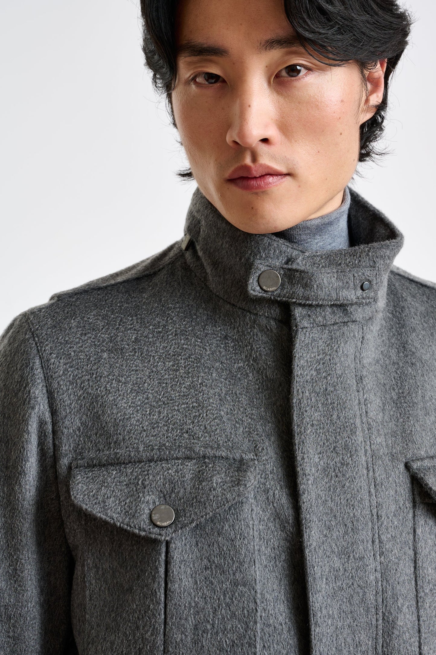 Gray 100% Cashmere Dartmoor Field Jacket Zeus