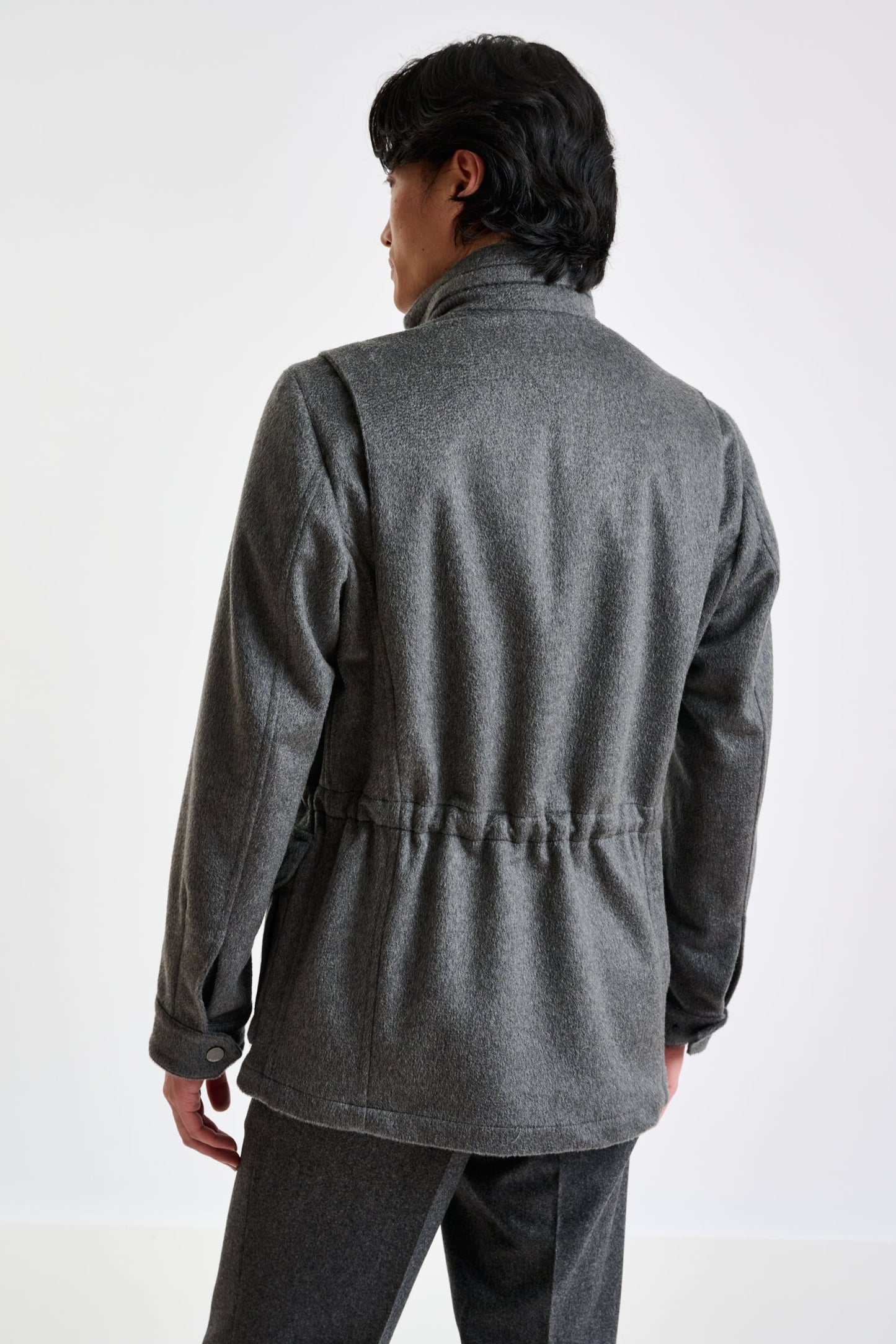 Gray 100% Cashmere Dartmoor Field Jacket Zeus