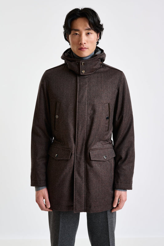 Brown Technical  Wool Flannel Bedford Parka