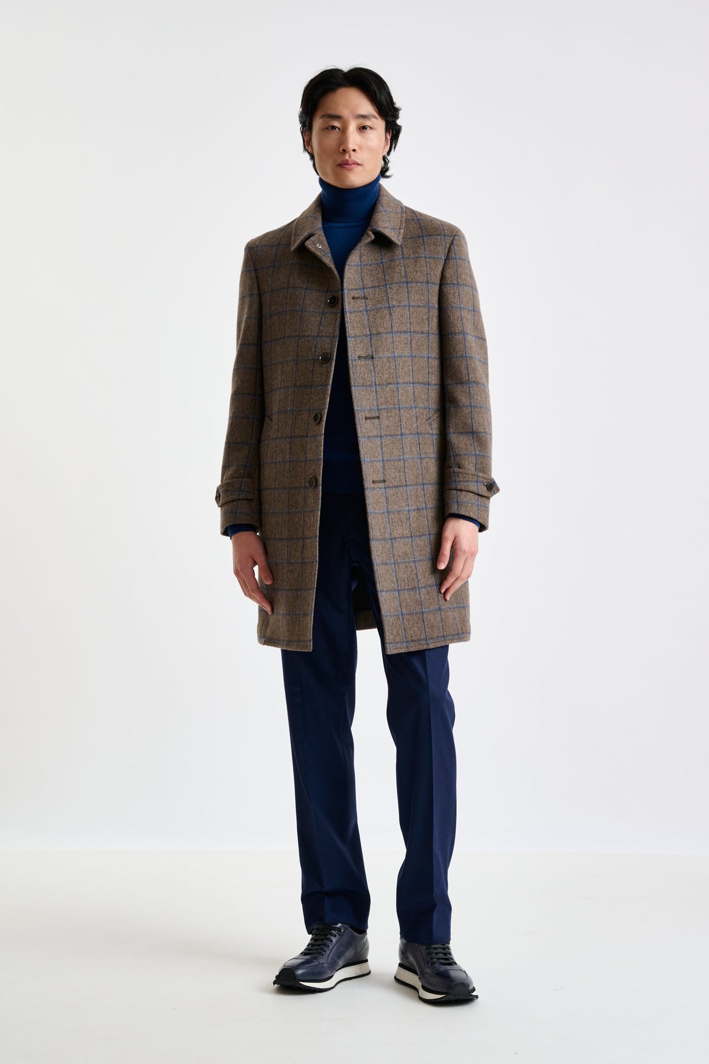 Check Brown Wool Leeds Coat