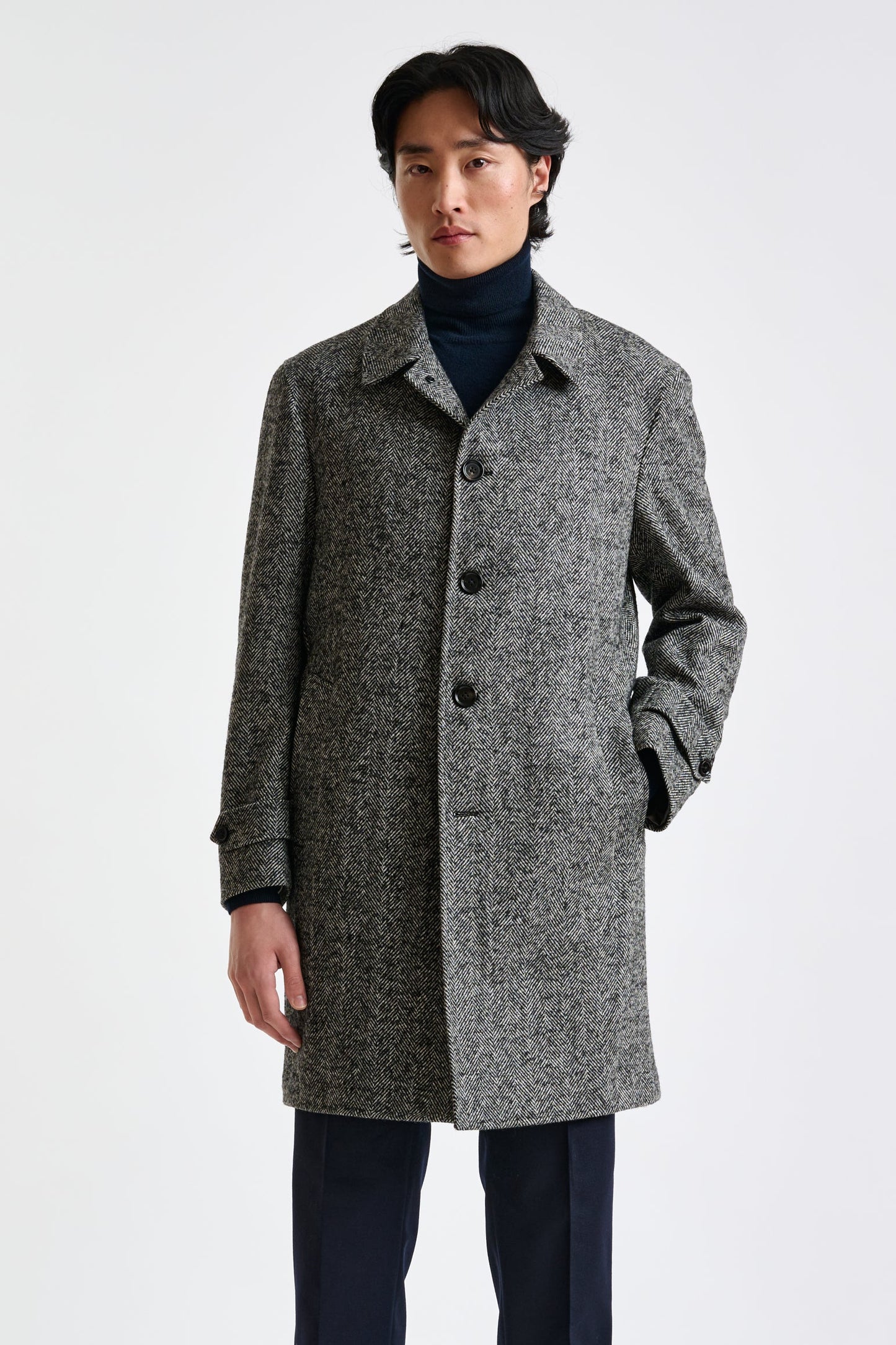 Grey Melange Wool Leeds Coat