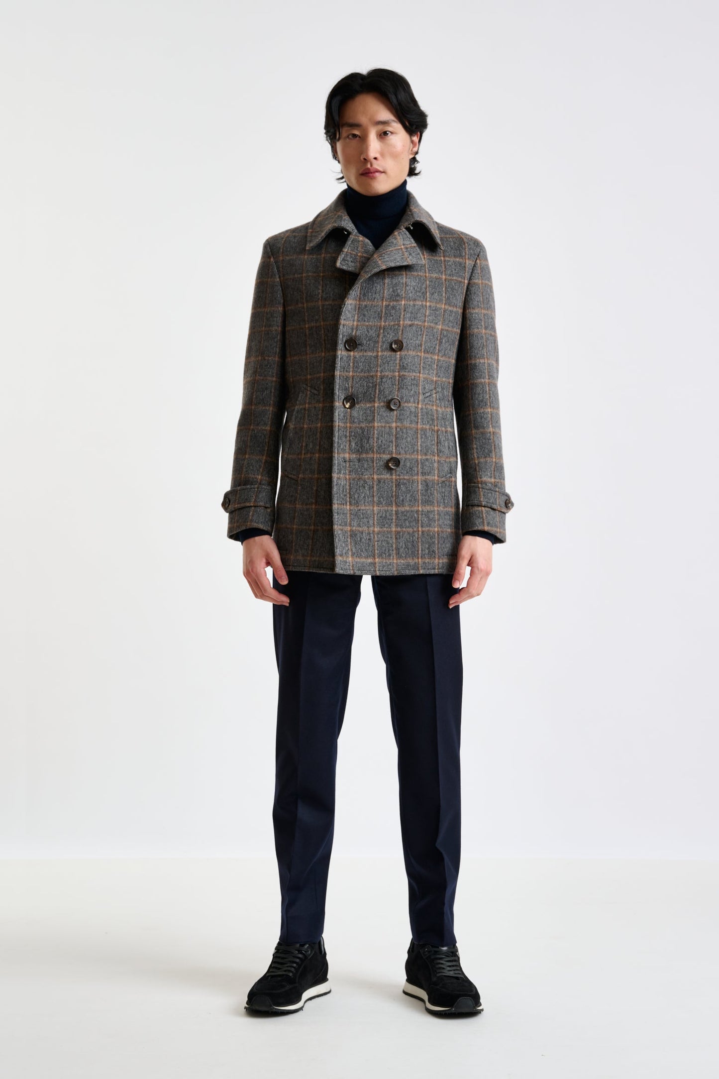 Check Gray Wool Nelson Peacoat