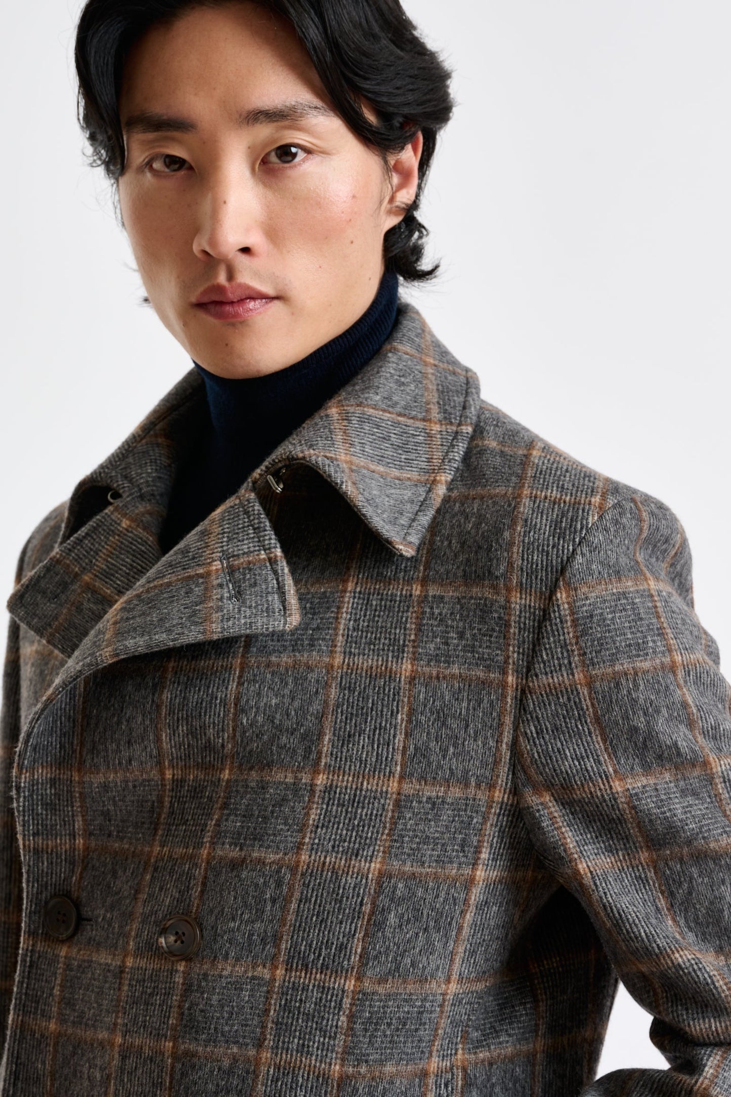 Check Gray Wool Nelson Peacoat