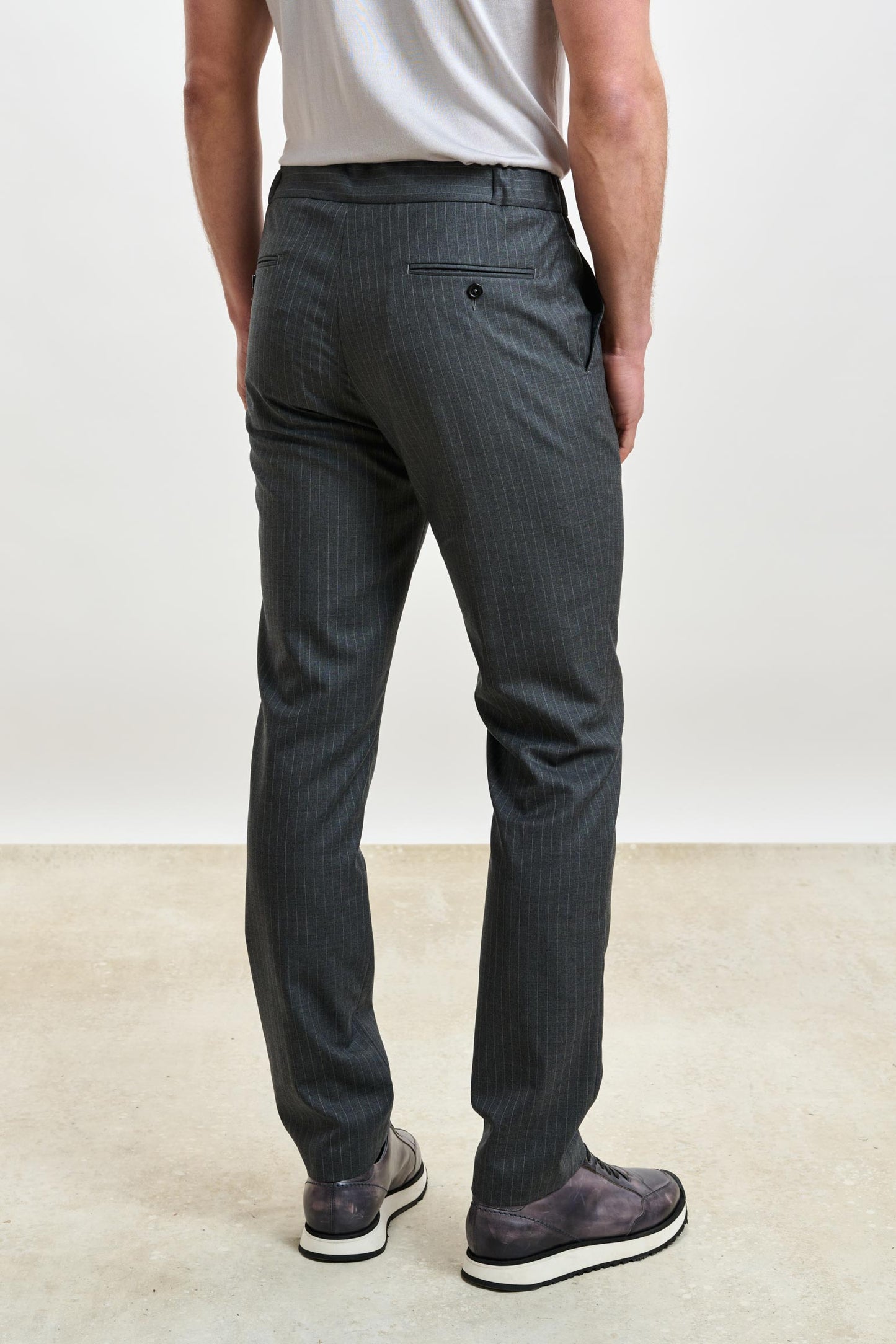 Perth Drawstring Trouser Eton Grey Stripe