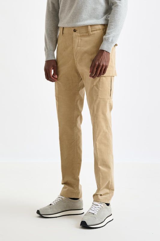 Light Brown Cotton Helston Cargo Trouser Corduroy