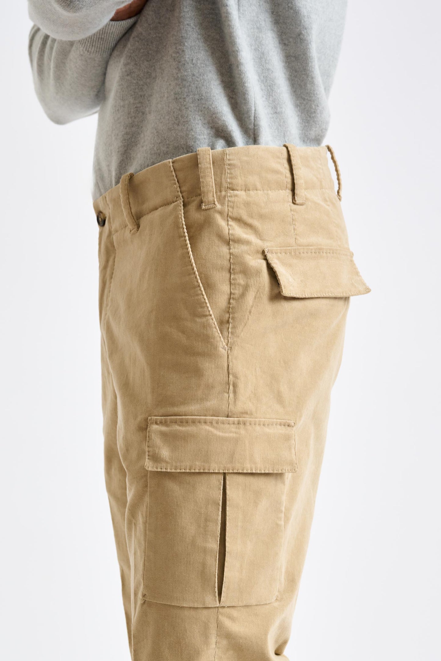 Light Brown Cotton Helston Cargo Trouser Corduroy