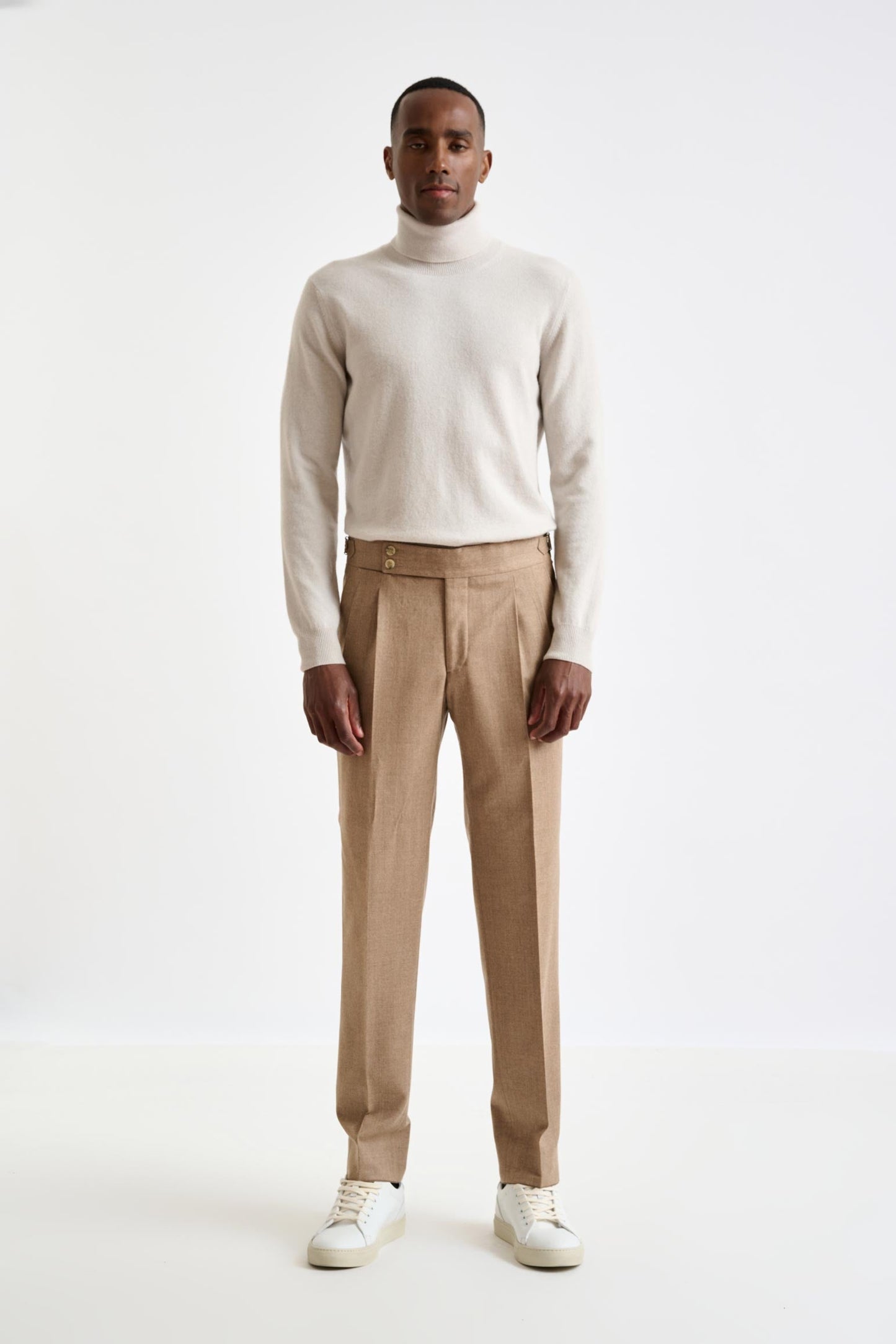 Camel Super Wool Farley Trouser Flannel Saxony